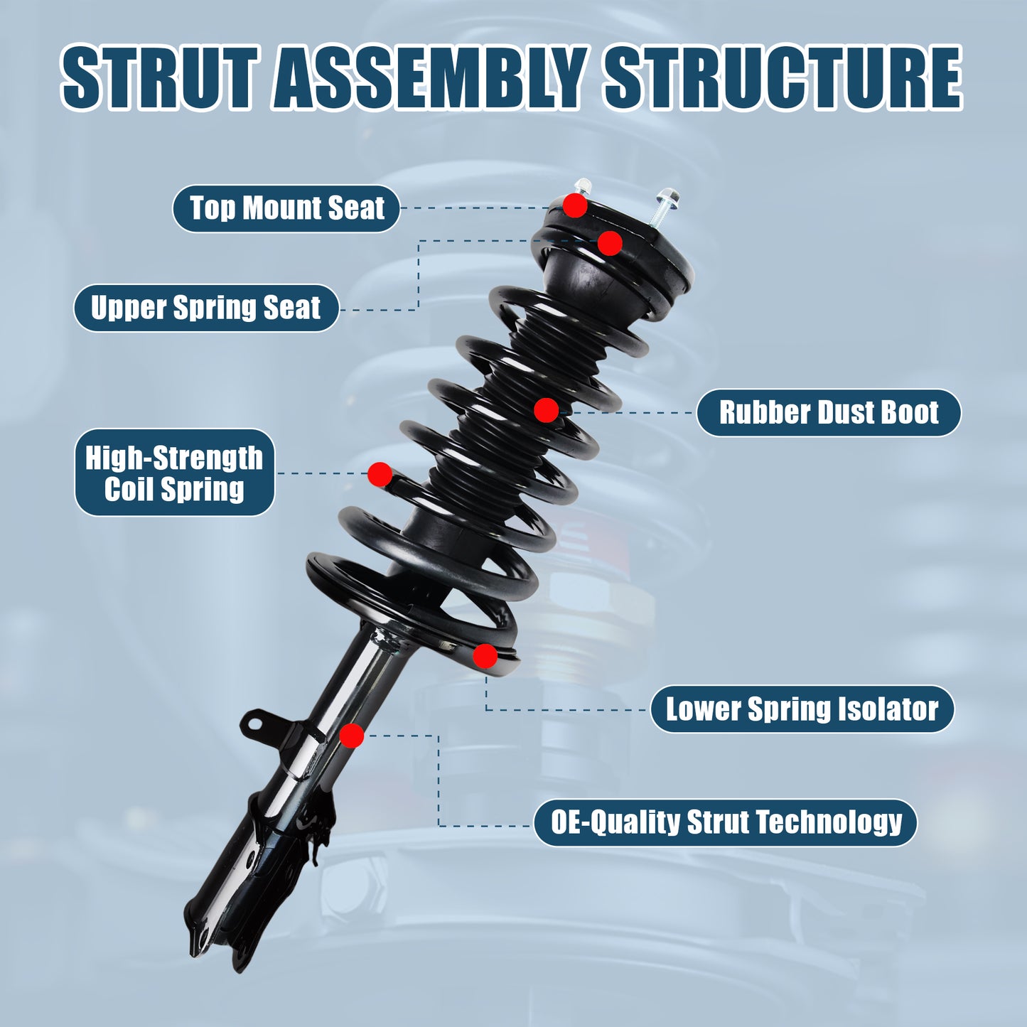Vextone Rear Strut Assembly Kit for Toyota Camry Sedan 1992-1993, Camry V6 1997-2001, Avalon 1997-2003 – Noise Reduction & Comfort Upgrade – Replaces OEM 271680 271681 (Pair)