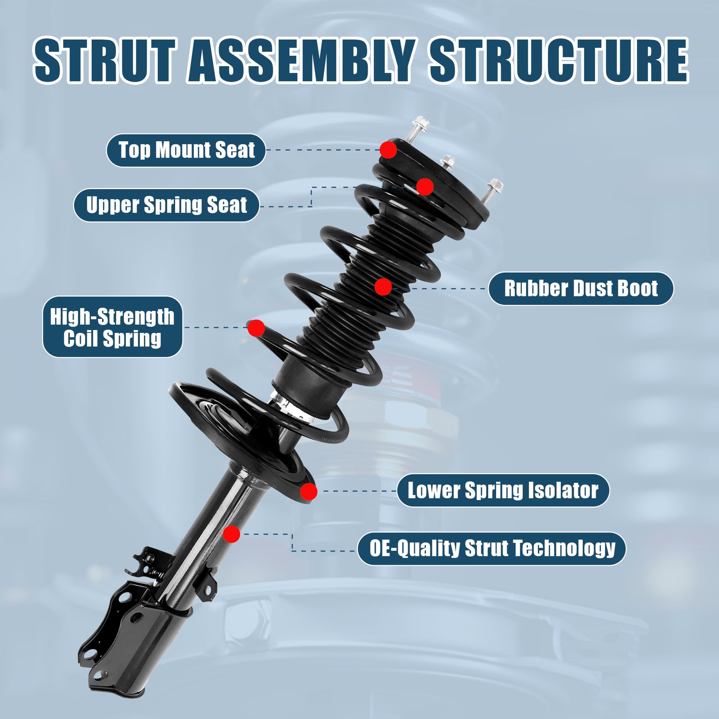 Vextone Rear Strut Assembly Kit for 2004-2006 Toyota Camry, Lexus ES330 – Noise Reduction & Comfort Upgrade – Replaces OEM 172207 172208 (Pair)