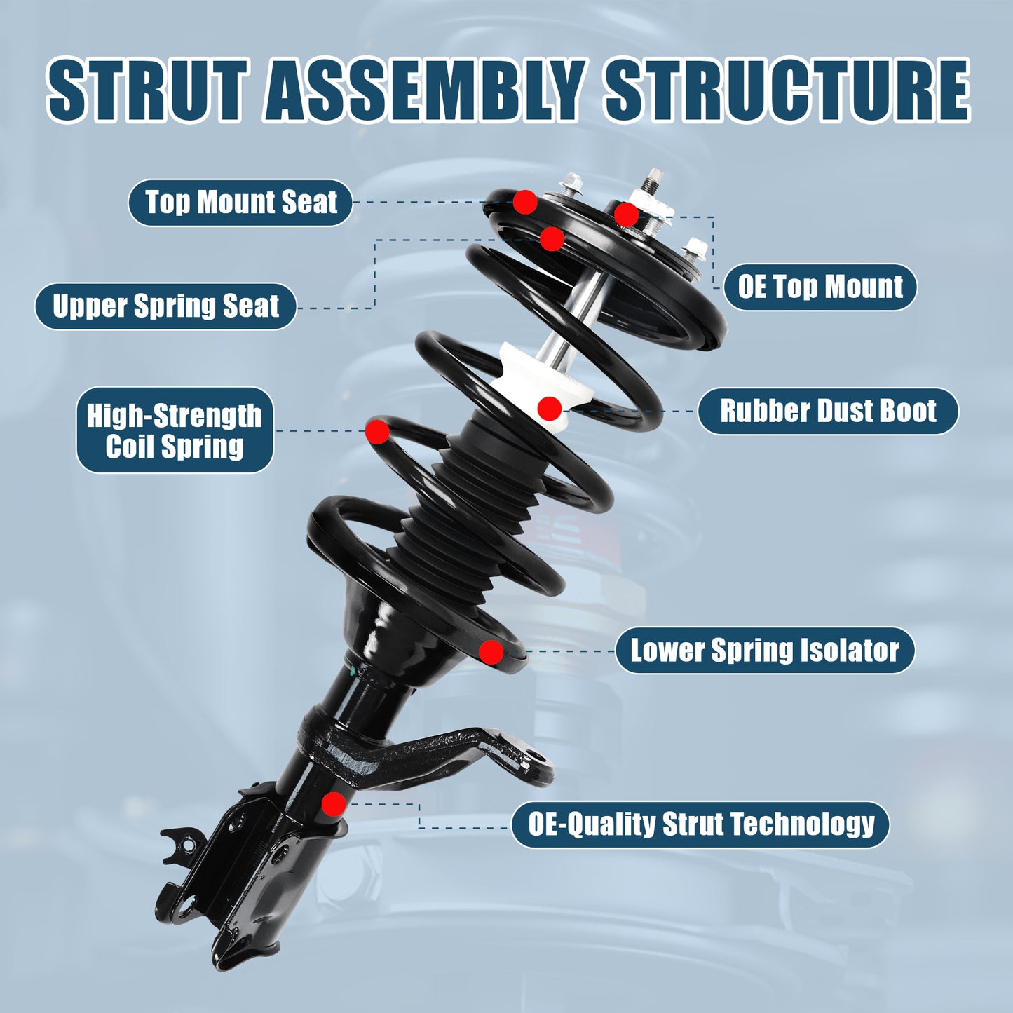 Vextone Front Strut Assembly Kit for 2003-2011 Honda Element (Excludes SC) – Noise Reduction & Comfort Upgrade – Replaces OEM 172136 172135 (Pair)