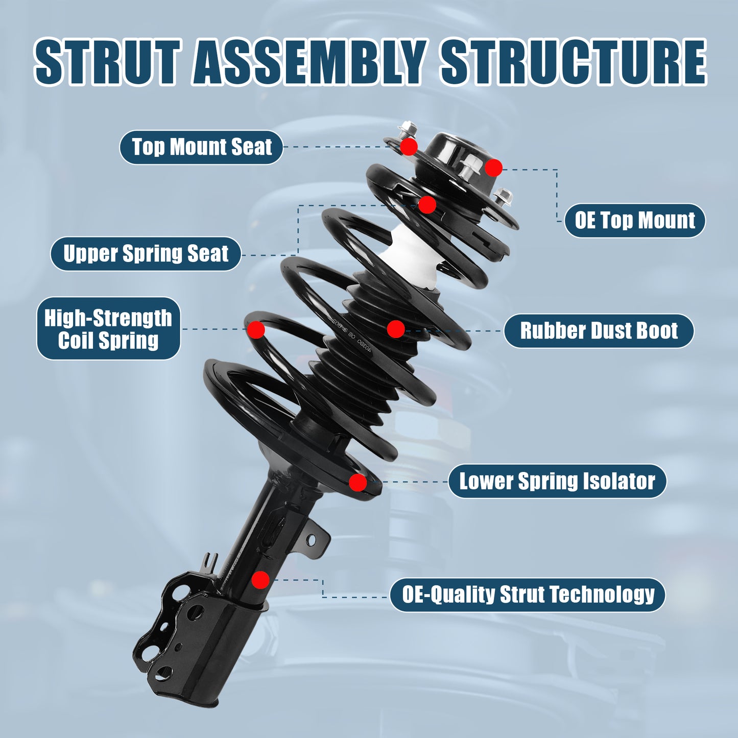 Vextone Front Strut Assembly Kit for 1997-2001 Toyota Camry 3.0L V6, 1997-2003 Toyota Avalon – Noise Reduction & Comfort Upgrade – Replaces OEM 271678 271679 (Pair)