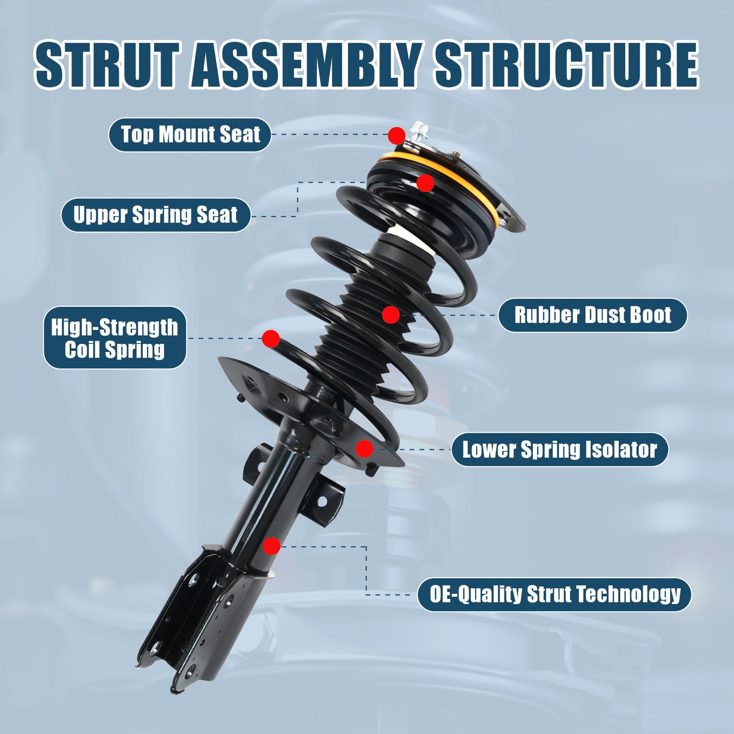 Vextone Front Struts Shock Absorbers Coil Spring Assembly Fit for 2004-2008 Pontiac Grand Prix (Fit 16" & 17" & 18" Wheels) – Noise Reduction & Comfort Upgrade – Replaces OEM 172177 (1PC)