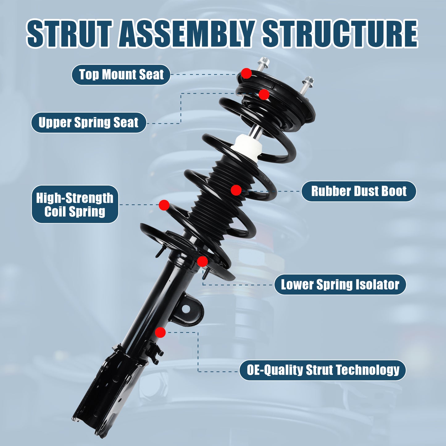 Vextone Front Strut Assembly Kit for 2013-2019 for Ford Explorer 4WD V6  – Noise Reduction & Comfort Upgrade – Replaces OEM 172729 172730(Pair)