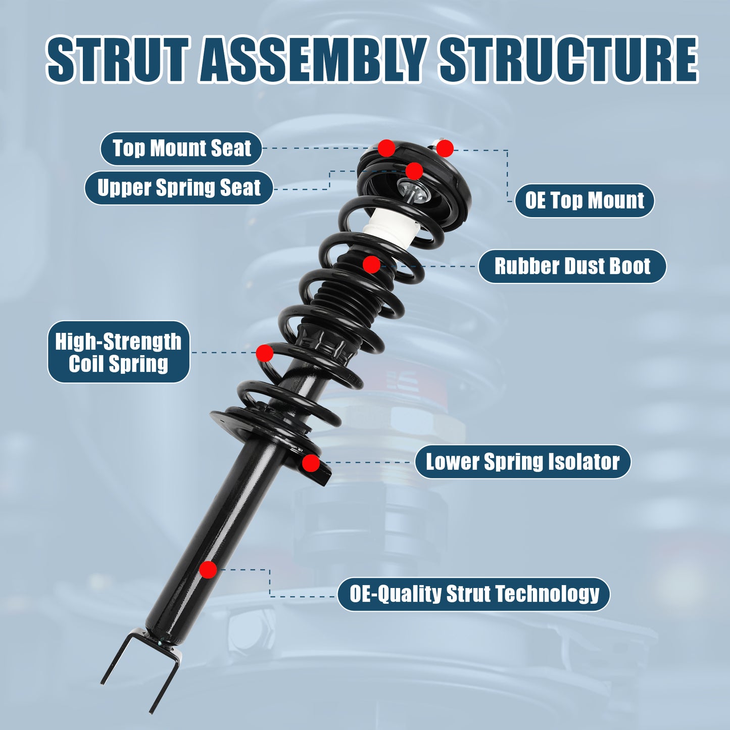 Vextone Rear Struts Shock Absorbers Coil Spring Assembly Fit for Honda Accord 2008 2009 2010 2011 2012 – Noise Reduction & Comfort Upgrade – Replaces OEM 172563(Pair)