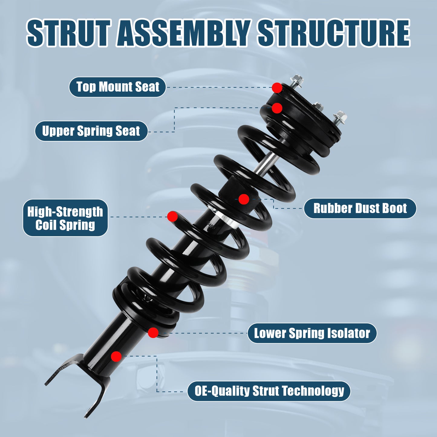 Vextone Front Strut Assembly Kit for 2009-2018 Ram 1500 4WD  (without Air Suspension/TRX Package) – Noise Reduction & Comfort Upgrade – Replaces OEM 172292(1PC)