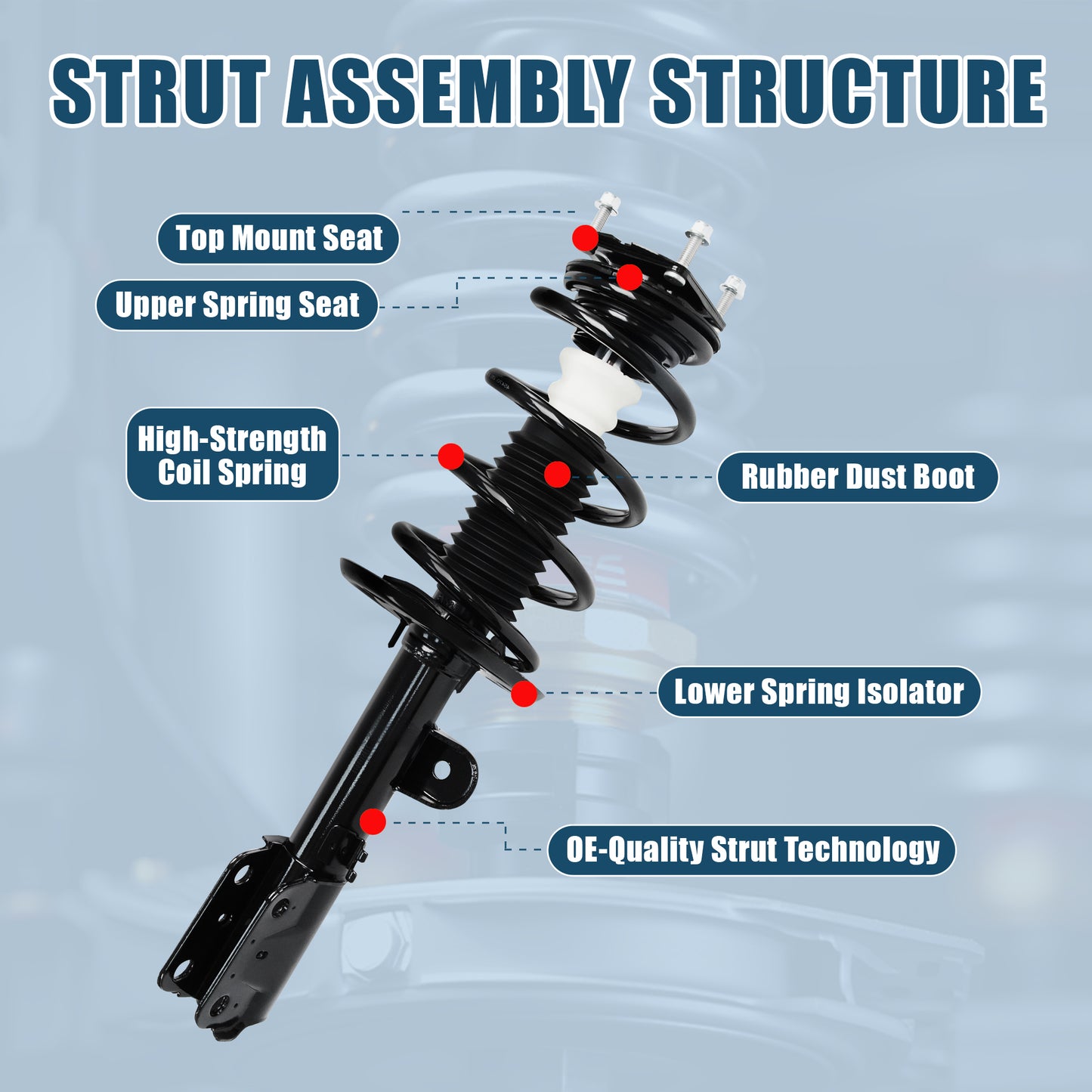 Vextone Front Strut Assembly Kit for 2011 2012 Ford Explorer FWD – Noise Reduction & Comfort Upgrade – Replaces OEM 172620 172621 (Pair)