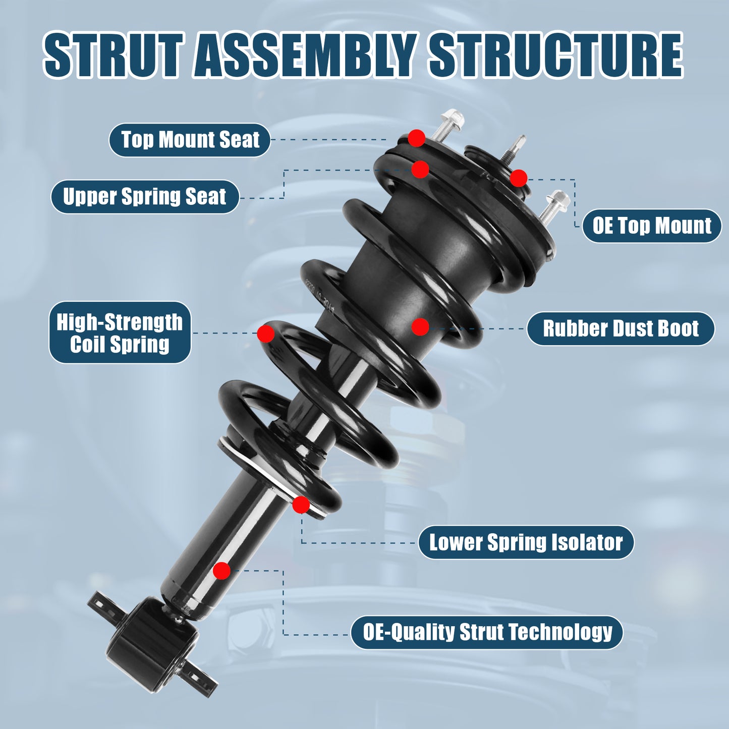 Vextone Front Struts Shock Absorbers Coil Spring Assembly Fit for 2014-2018 Chevy Silverado 1500 4WD & 2014-2018 GMC Sierra 1500 RWD – Noise Reduction & Comfort Upgrade – Replaces OEM 239112 (Pair)