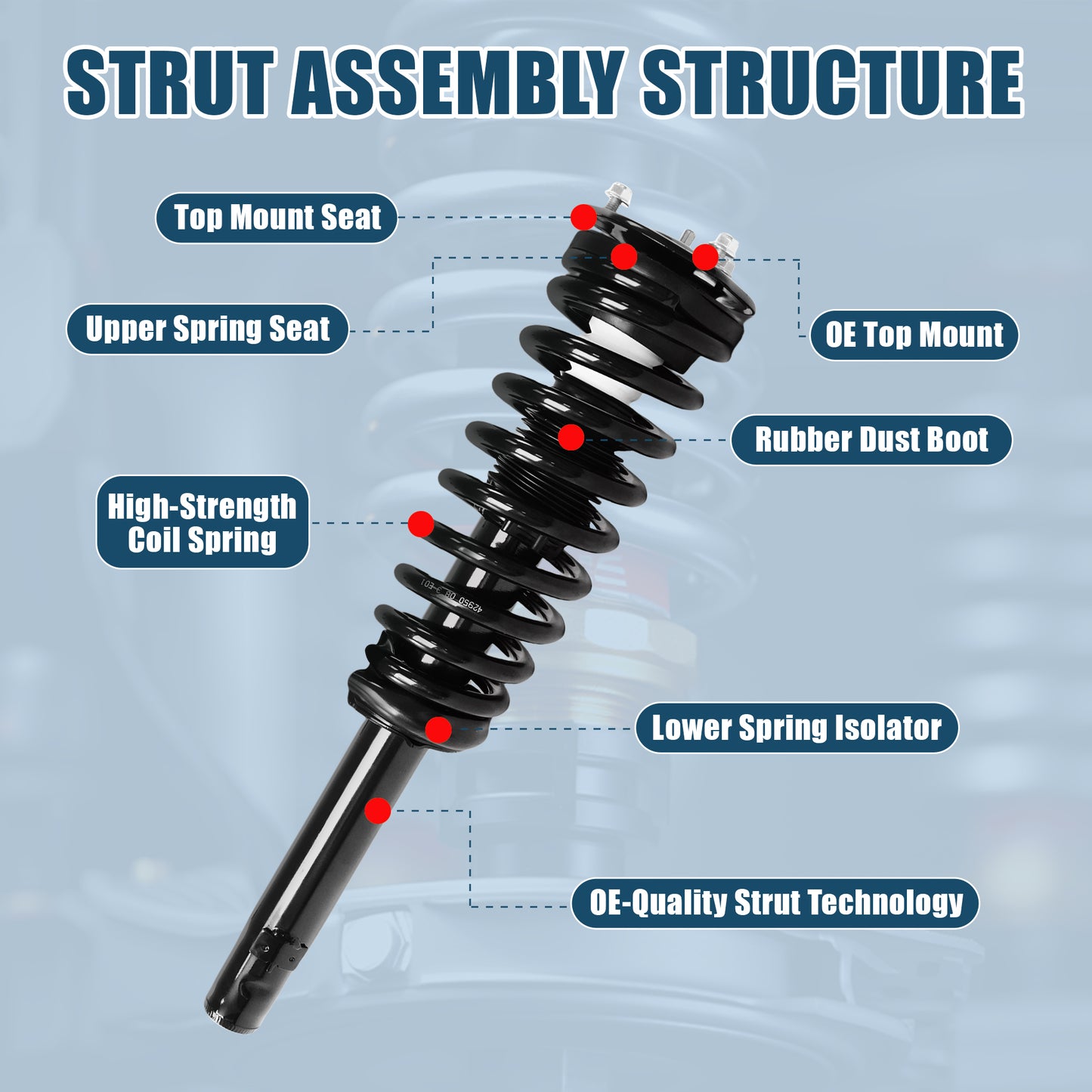 Vextone Front Strut Assembly Kit for 2010 2011 2012 Ford Fusion L4, 2.5L – Noise Reduction & Comfort Upgrade – Replaces OEM 272596 (1PC)