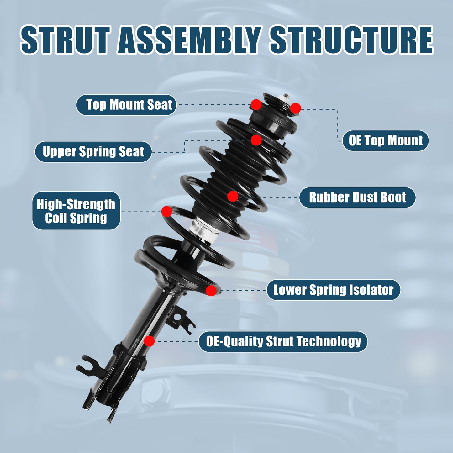 Vextone Front Strut Assembly Kit for Chevrolet Aveo 2004-2011, Aveo5 2006-2011 (No 2007 LT) – Noise Reduction & Comfort Upgrade – Replaces OEM 172295 172296 (Pair)