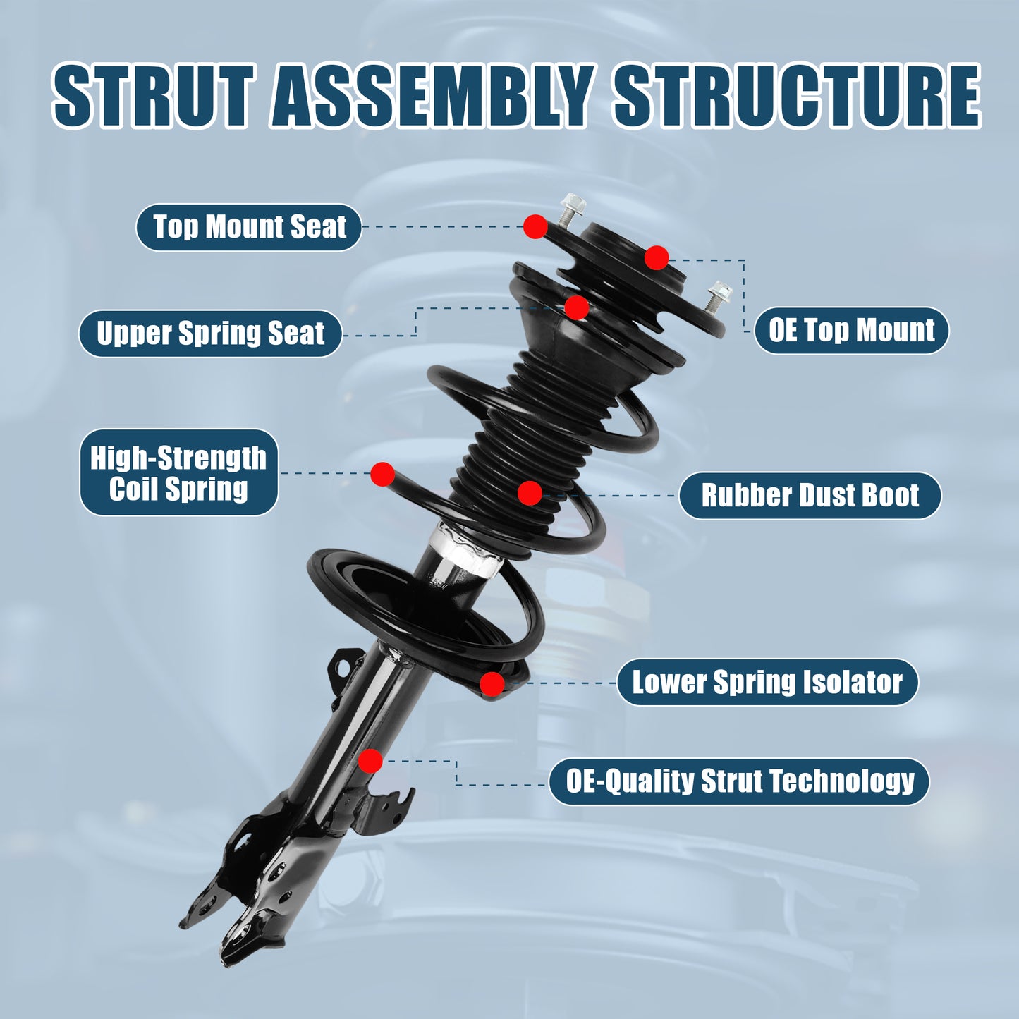 Vextone Front Strut Assembly Kit for 2009-2013 Toyota Corolla 1.8L, 2011-2013 Toyota Matrix 1.8L – Noise Reduction & Comfort Upgrade – Replaces OEM 472597 472598 (Pair)