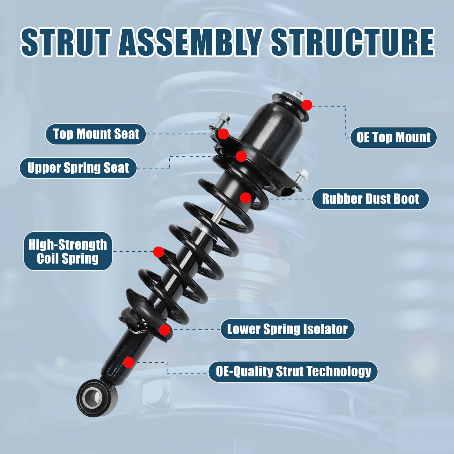 Vextone Rear Strut Assembly Kit for 2007 2008 2009 Toyota Prius – Noise Reduction & Comfort Upgrade – Replaces OEM 272394L/R (Pair)