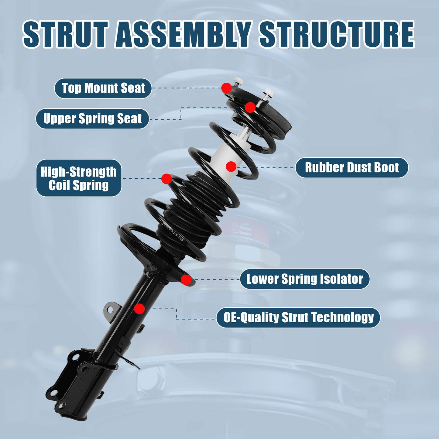 Vextone Rear Strut Assembly Kit for 1993-2002 Toyota Corolla (No Wagon), for 1998-2002 Chevy Prizm – Noise Reduction & Comfort Upgrade – Replaces OEM 171953 171954 (Pair)
