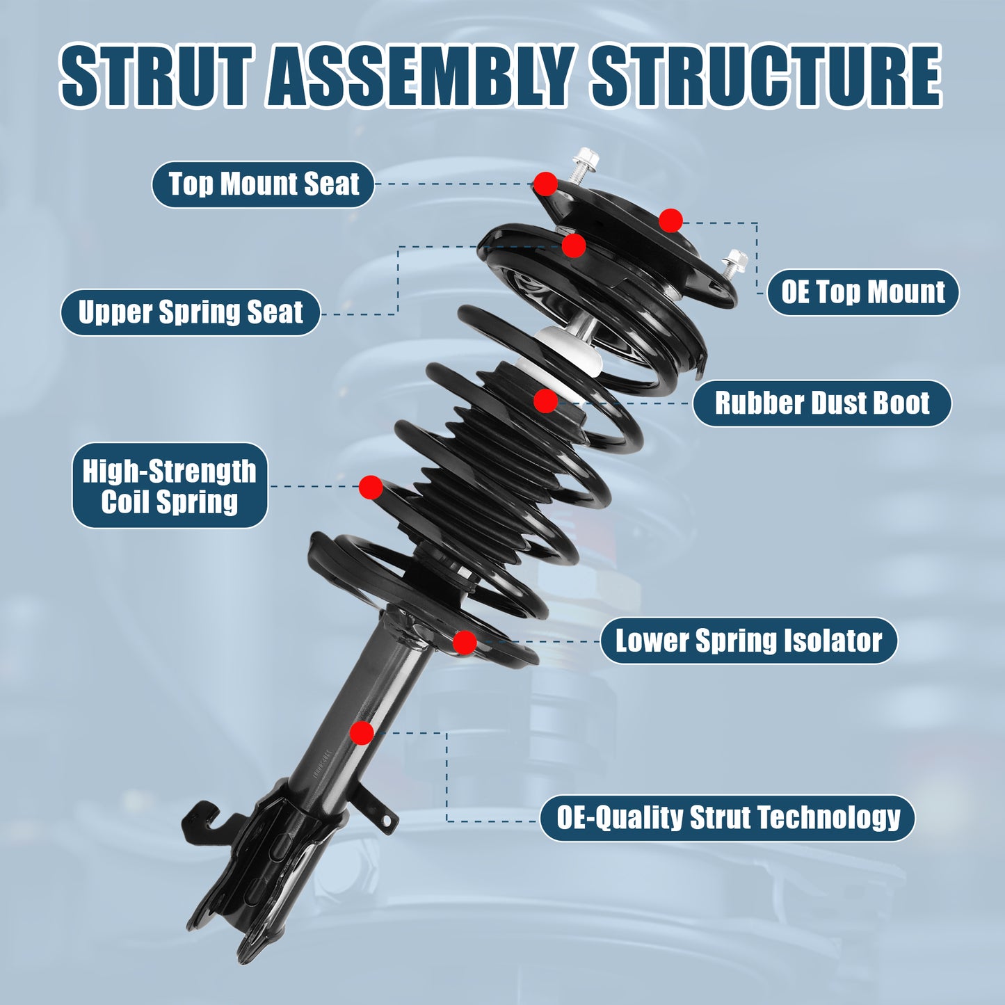 Vextone Front Strut Assembly Kit for 1994 1995 1996 Toyota Corolla Sedan, 1997 1998 1999 2000 2001 2002 Corolla All Models – Noise Reduction & Comfort Upgrade – Replaces OEM 271952 271951(Pair)