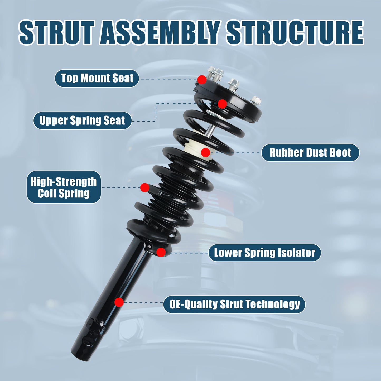 Vextone Front Strut Assembly Kit for Acura TSX 2004 2005 2006 2007 2008 – Noise Reduction & Comfort Upgrade – Replaces OEM 172322R 172322L (Pair)