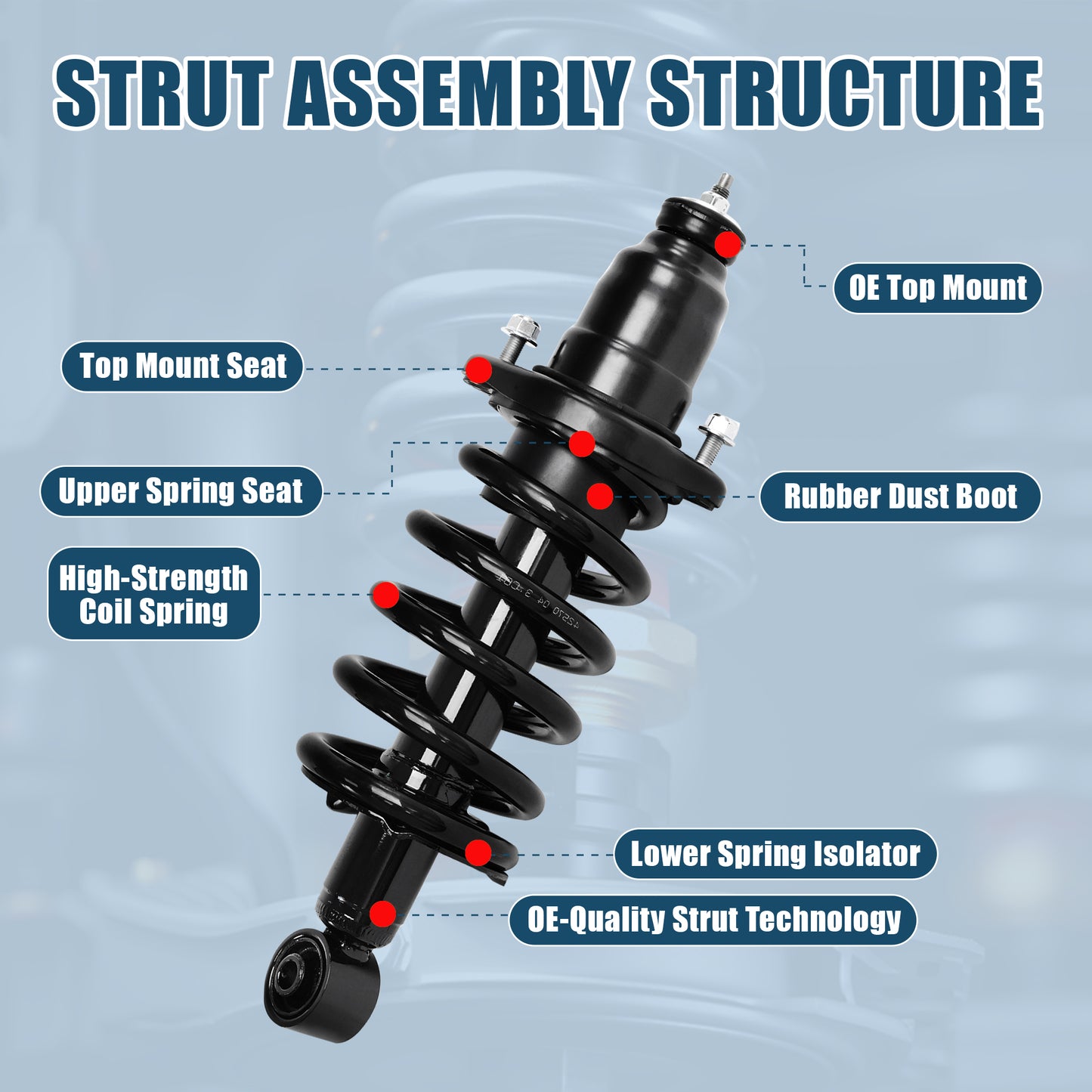 Vextone Rear Strut Assembly Kit for Honda Element 2003 2004 2005 2006 2007 2008 2009 2010 2011 All Models – Noise Reduction & Comfort Upgrade – Replaces OEM 171101L/R (Pair)
