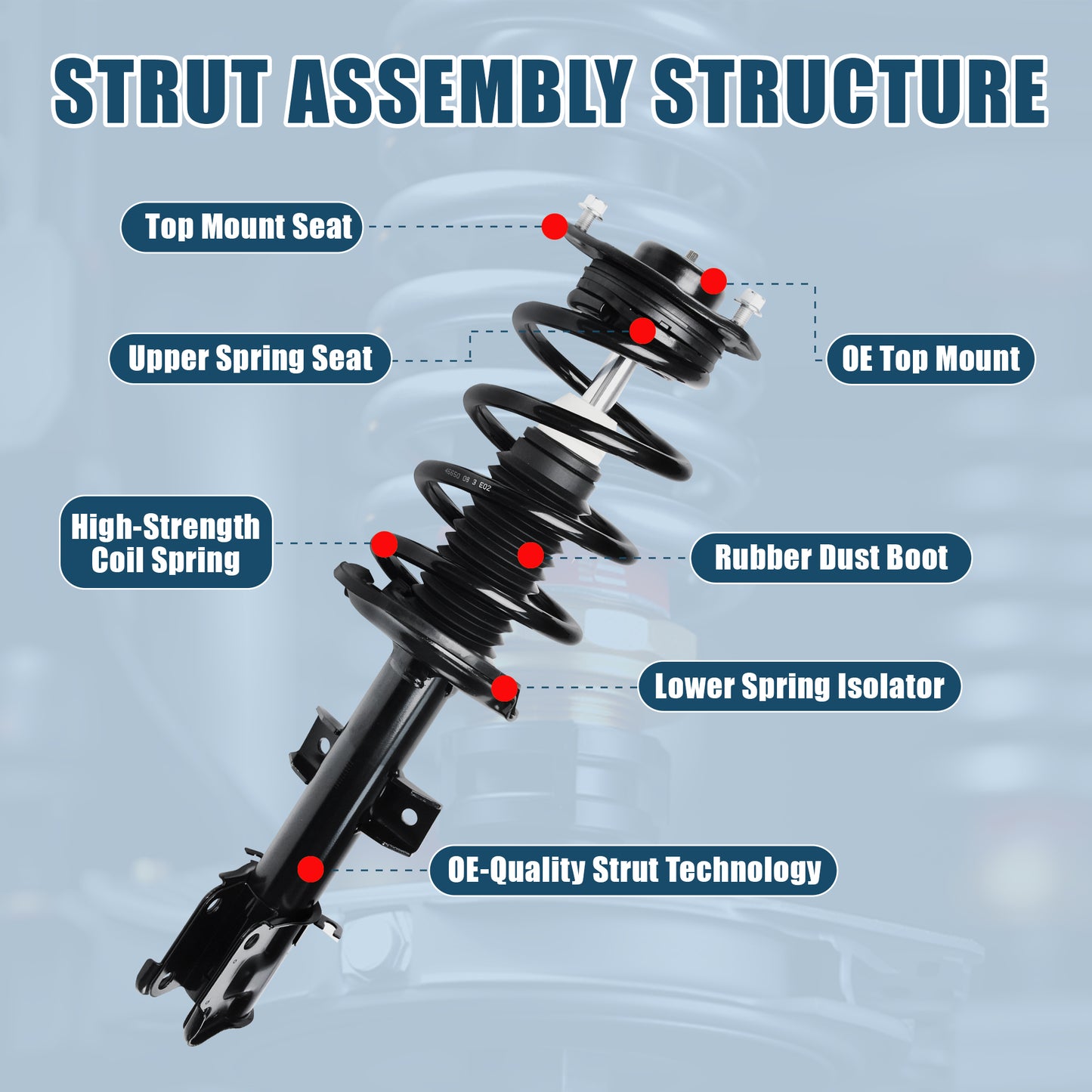 Vextone Front Strut Assembly Kit for 2010 2011 2012 Hyundai Santa Fe – Noise Reduction & Comfort Upgrade – Replaces OEM 372712 372713 (Pair)