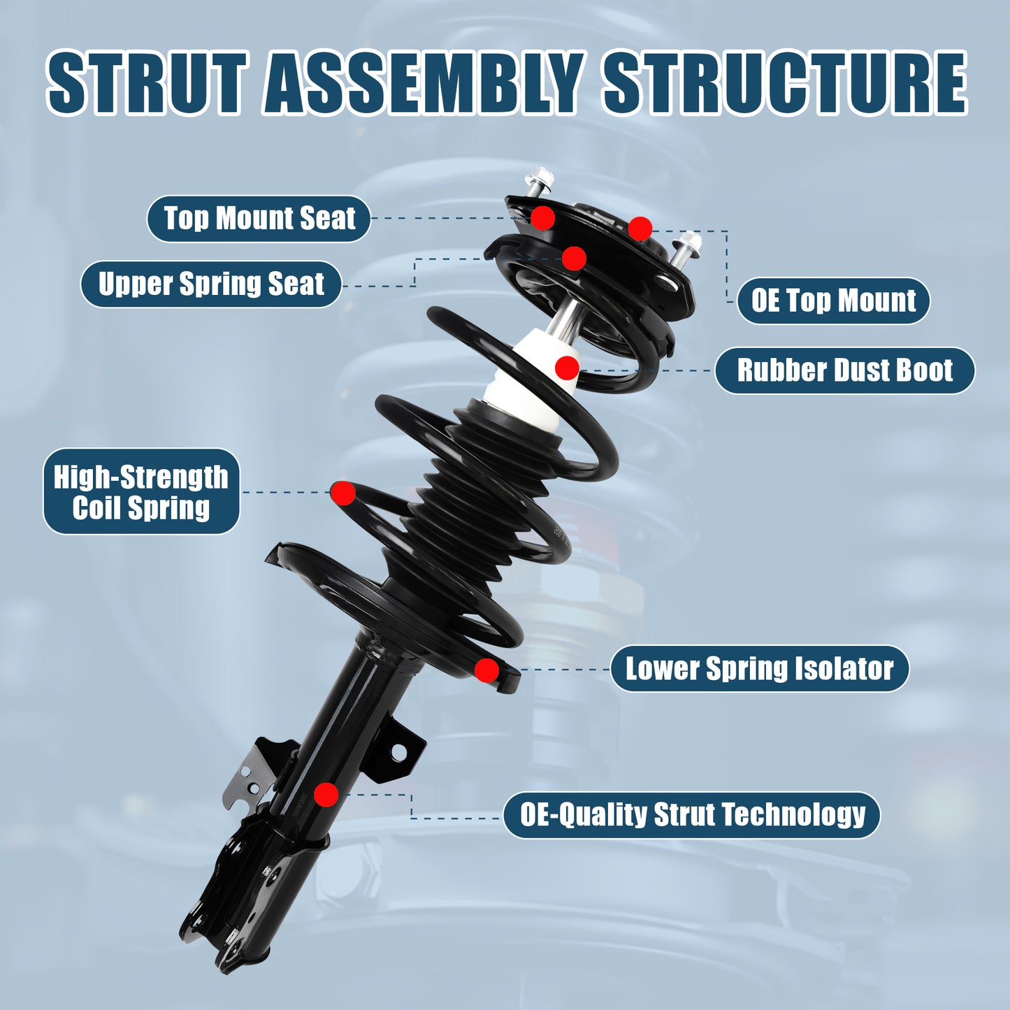 Vextone Front Strut Assembly Kit for 2004 2005 2006 Toyota Camry, Toyota Solara, Lexus ES300 – Noise Reduction & Comfort Upgrade – Replaces OEM 172206 172205 (Pair)