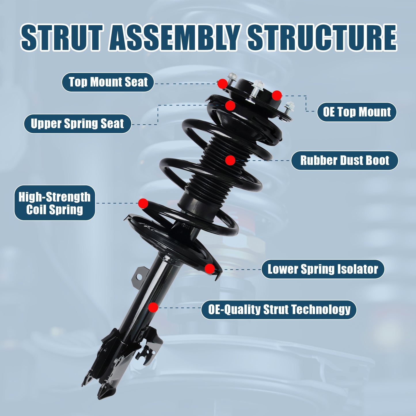 Vextone Front Strut Assembly Kit for Toyota Venza 2009 2010 2011 2012 – Noise Reduction & Comfort Upgrade – Replaces OEM 172962 172963 (Pair)