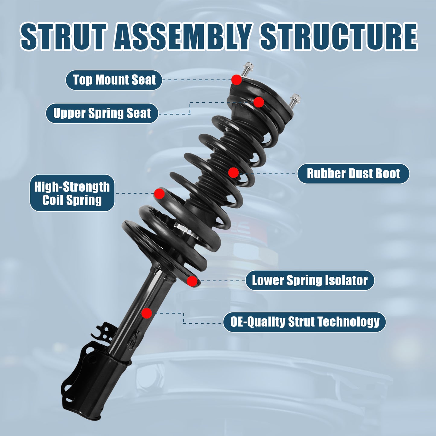 Vextone Rear Strut Assembly Kit for 2002 2003 Toyota Camry / Lexus ES300 All Models – Noise Reduction & Comfort Upgrade – Replaces OEM 171493 171492 (Pair)
