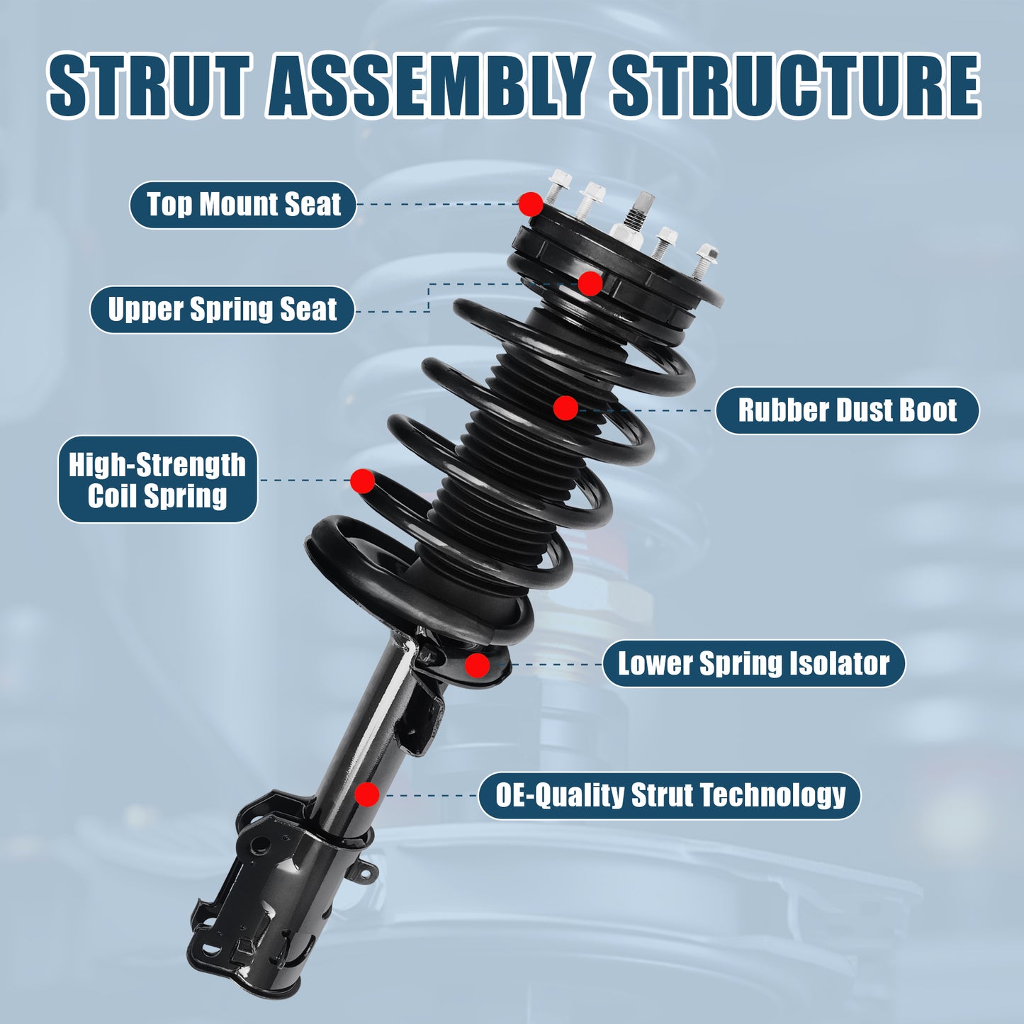 Vextone Front Strut Assembly Kit for 2005 2006 Ford Mustang, 2007 2008 2009 2010 Mustang Only Base/GT – Noise Reduction & Comfort Upgrade – Replaces OEM 172138 (Pair)