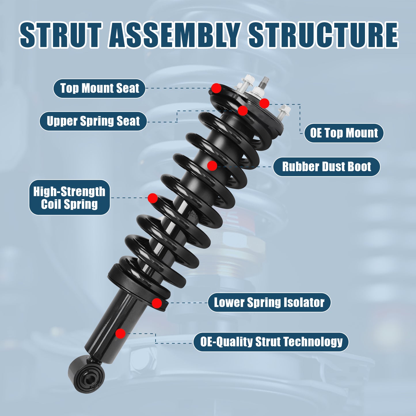 Vextone Front Strut Assembly Kit for 2000 - 2006 Toyota Tundra   – Noise Reduction & Comfort Upgrade – Replaces OEM 171347L 171347R (Pair)