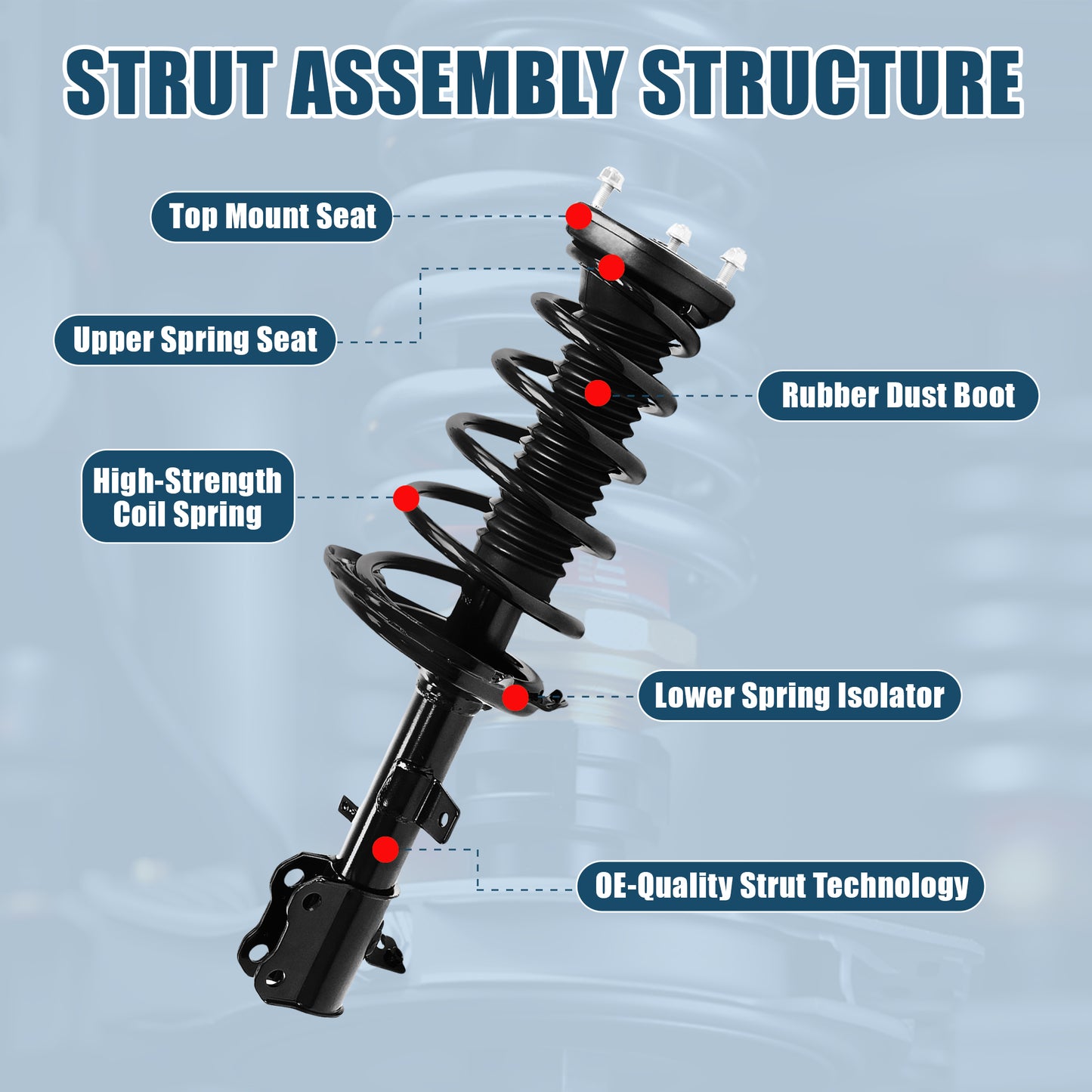Vextone Rear Strut Assembly Kit for  2004-2007 Toyota Highlander AWD (No Hybrid Model), 2004-2006 Lexus RX330, 2007 RX350 (No Air Suspension) – Noise Reduction & Comfort Upgrade – Replaces OEM 172215 172216 (Pair)