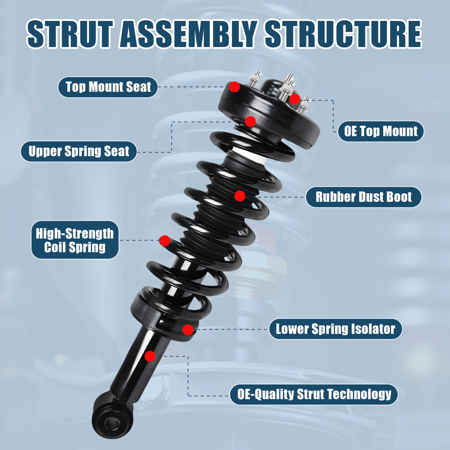 Vextone Front Strut Assembly Kit for 2009 2010 2011 2012 2013 for Ford F-150 RWD – Noise Reduction & Comfort Upgrade – Replaces OEM 171140 (Pair)