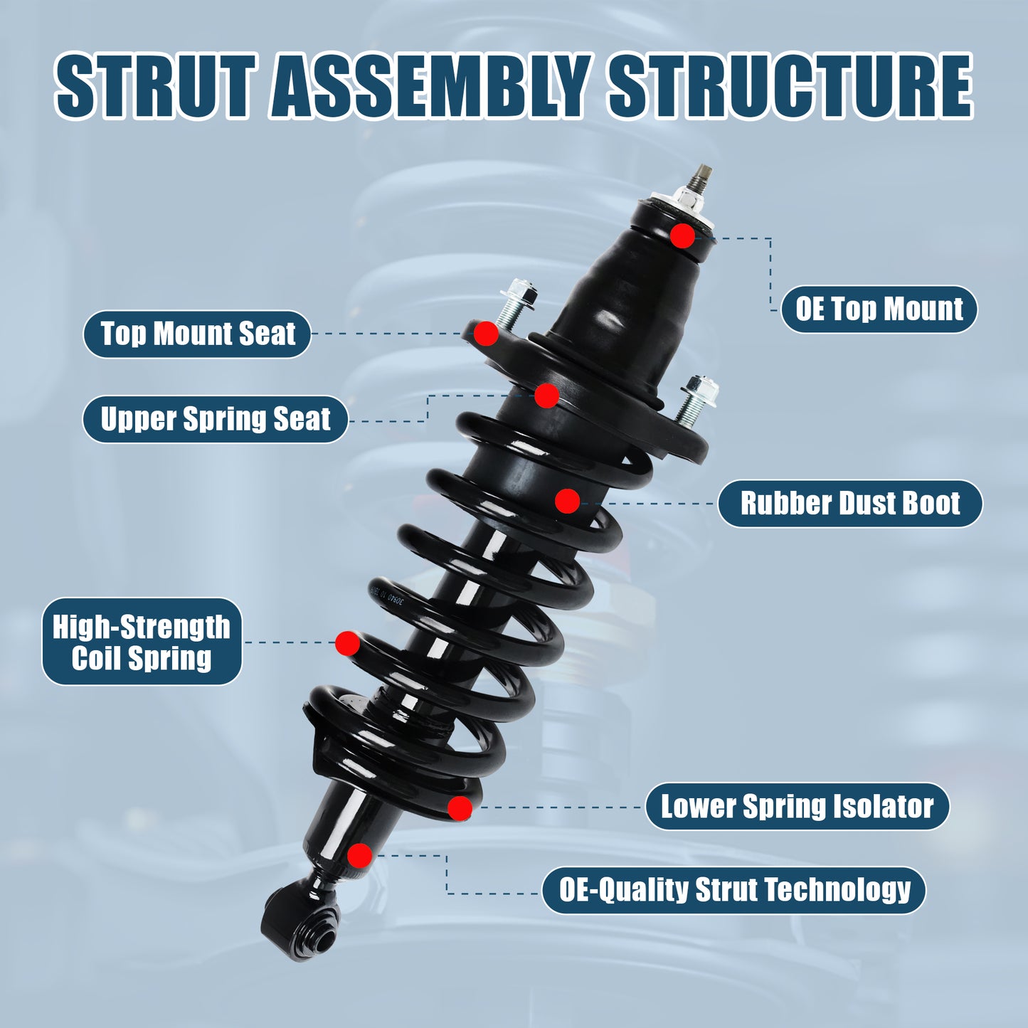 Vextone Rear Strut Assembly Kit for 2001 2002 Honda Civic Coupe/Sedan (No Si), 2003 2004 2005 Honda Civic (No Si) – Noise Reduction & Comfort Upgrade – Replaces OEM 171340L/R (Pair)