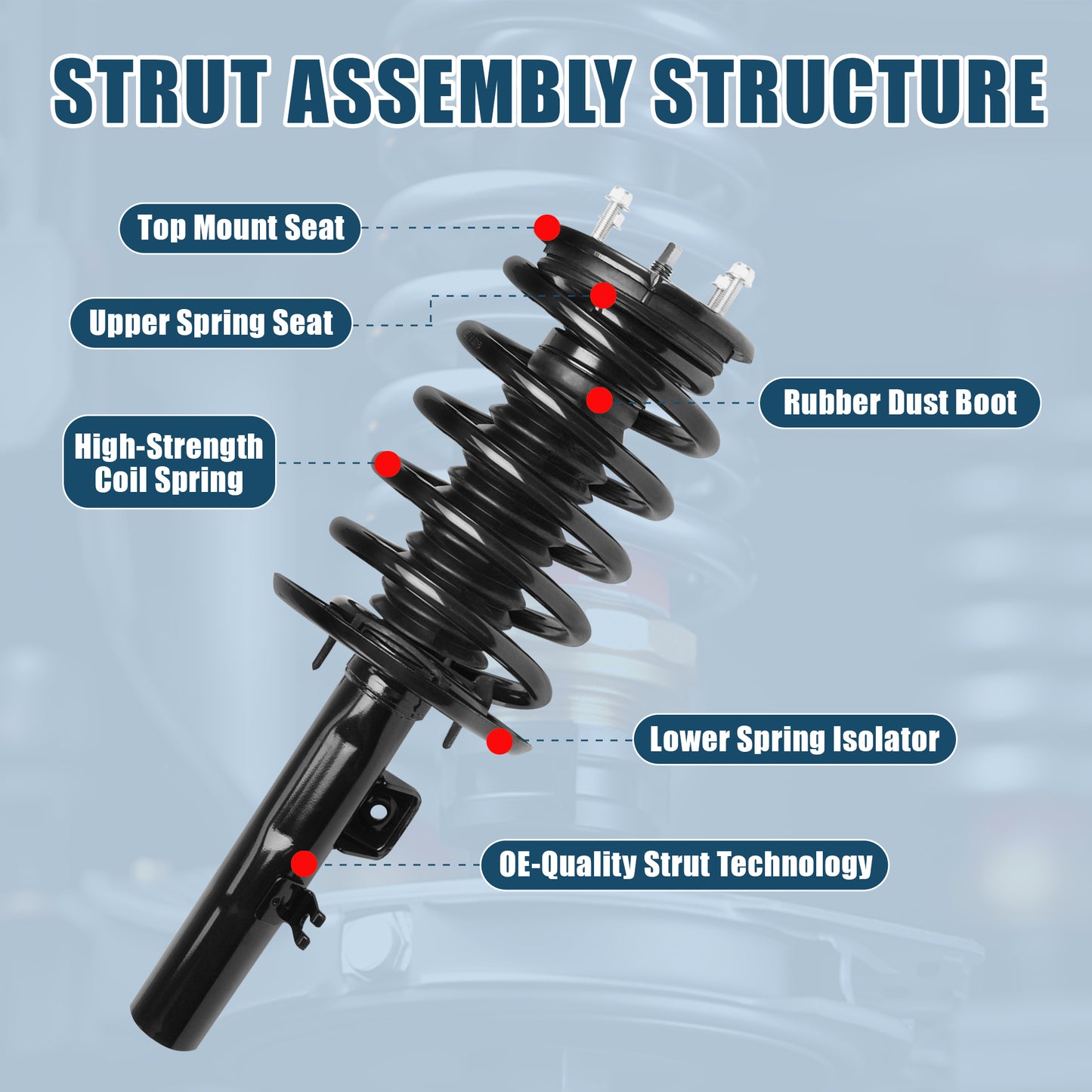 Vextone Front Strut Assembly Kit for 2008 2009 Ford Taurus FWD, Mercury Sable FWD – Noise Reduction & Comfort Upgrade – Replaces OEM 172530 172531 (Pair)