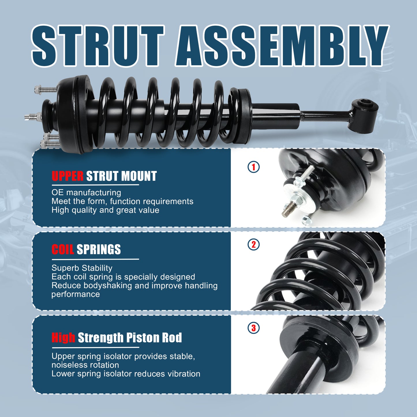 Vextone Front Struts Shock Absorbers Coil Spring Assembly Fit for Ford Explorer & Mercury Mountaineer 2006-2010 – Noise Reduction & Comfort Upgrade – Replaces OEM 171124 (1PC)