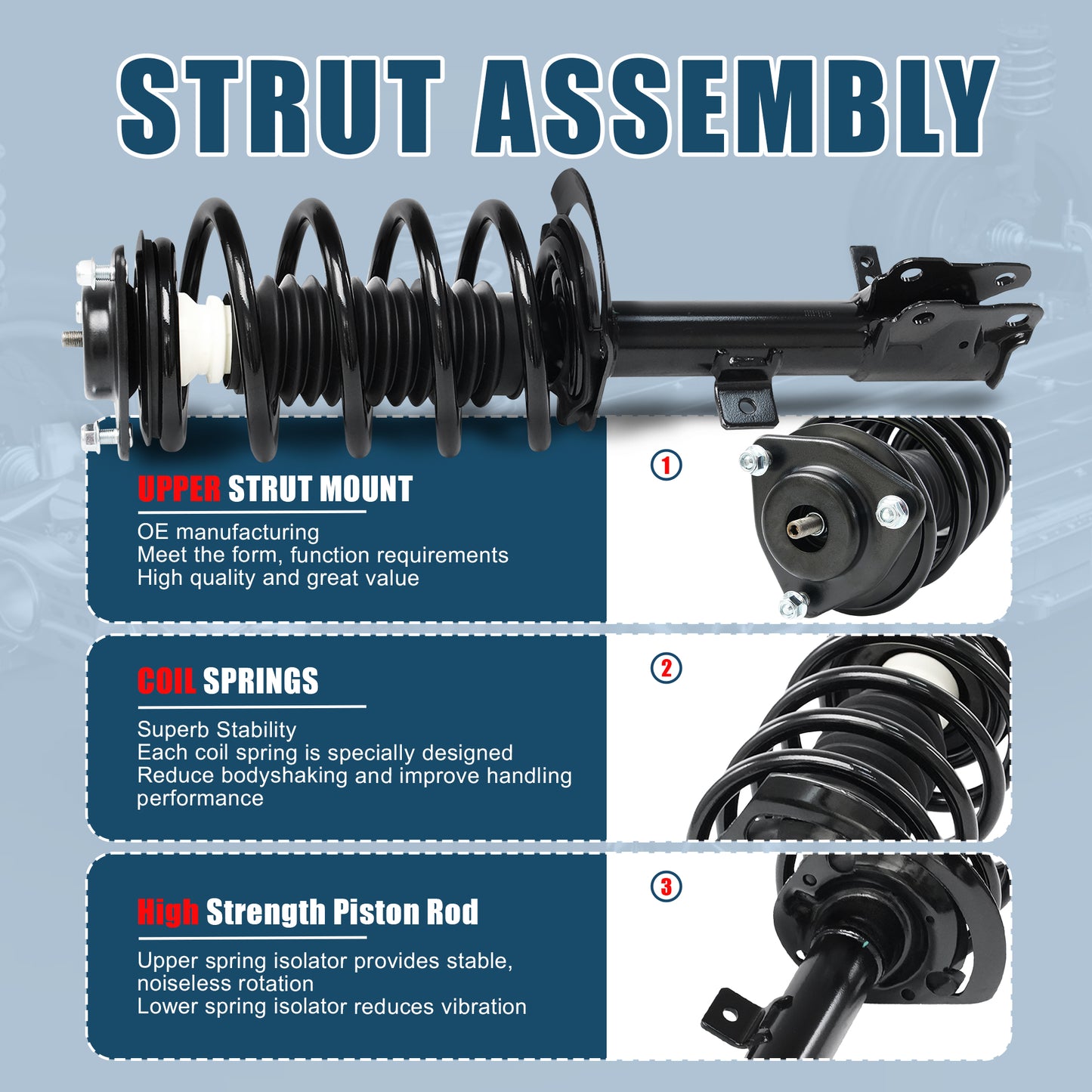 Vextone Front Strut Assembly Kit for 2007 2008 2009 Dodge Caliber 2.0L SE/SXT, 2010 2011 Caliber Express, 2012 Caliber SE/SXT – Noise Reduction & Comfort Upgrade – Replaces OEM 172367 172368 (Pair)