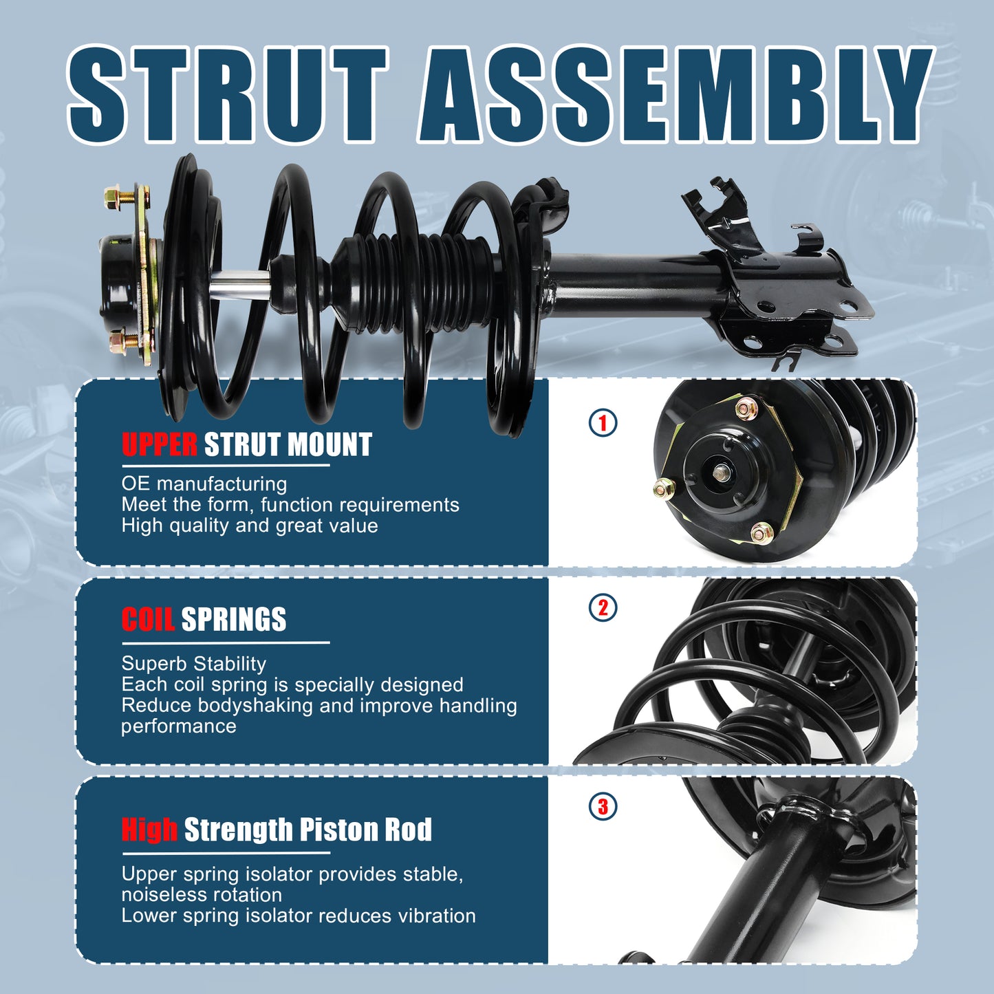 Vextone Front Strut Assembly Kit for 2002 2003 2004 2005 2006 Nissan Altima 2.5L Models Only – Noise Reduction & Comfort Upgrade – Replaces OEM 271426 271427 (Pair)