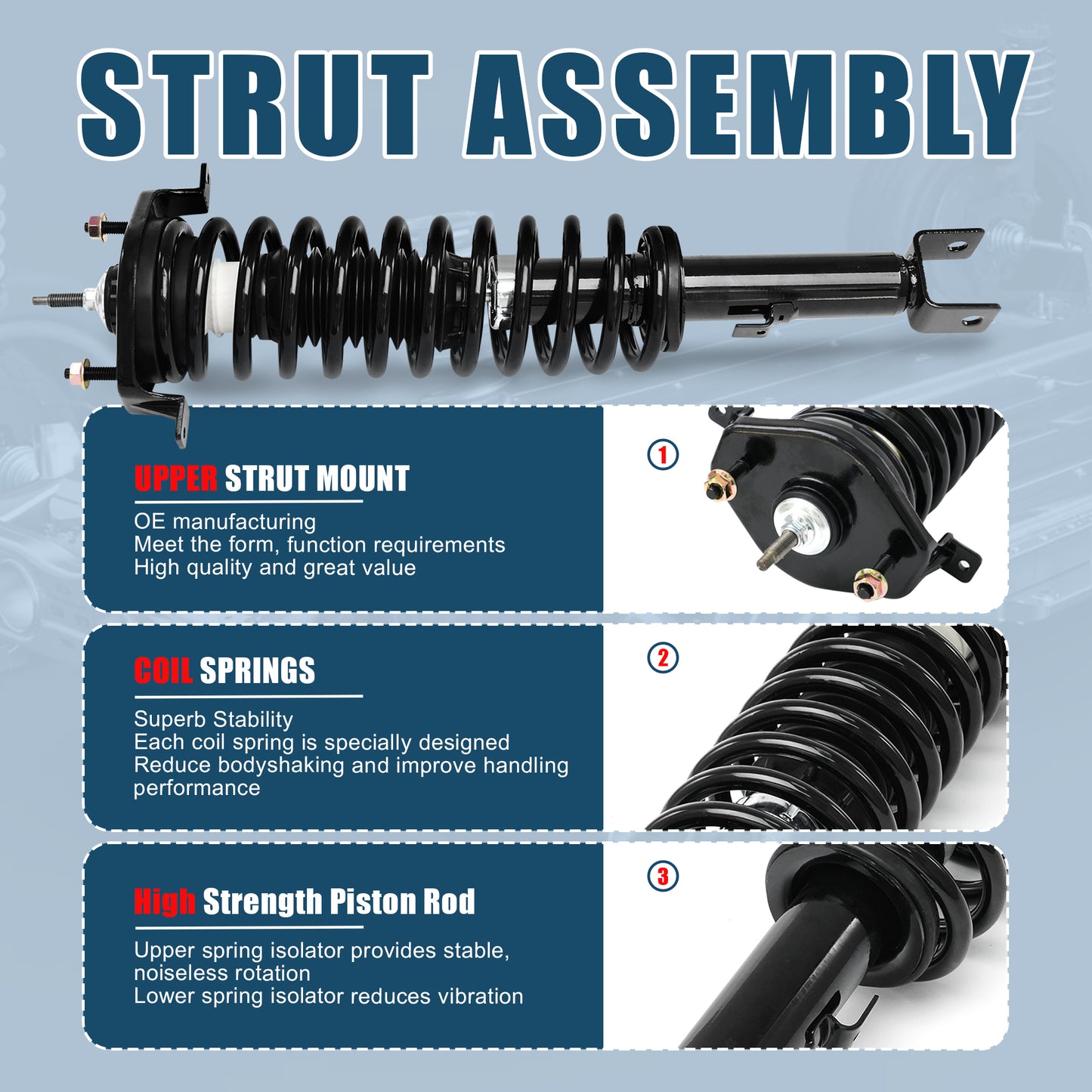 Vextone Rear Struts Shock Absorbers Coil Spring Assembly Fit for 2001-2006 Dodge Stratus Sedan, 2001-2006 Chrysler Sebring Sedan – Noise Reduction & Comfort Upgrade – Replaces OEM 271311 (Pair)