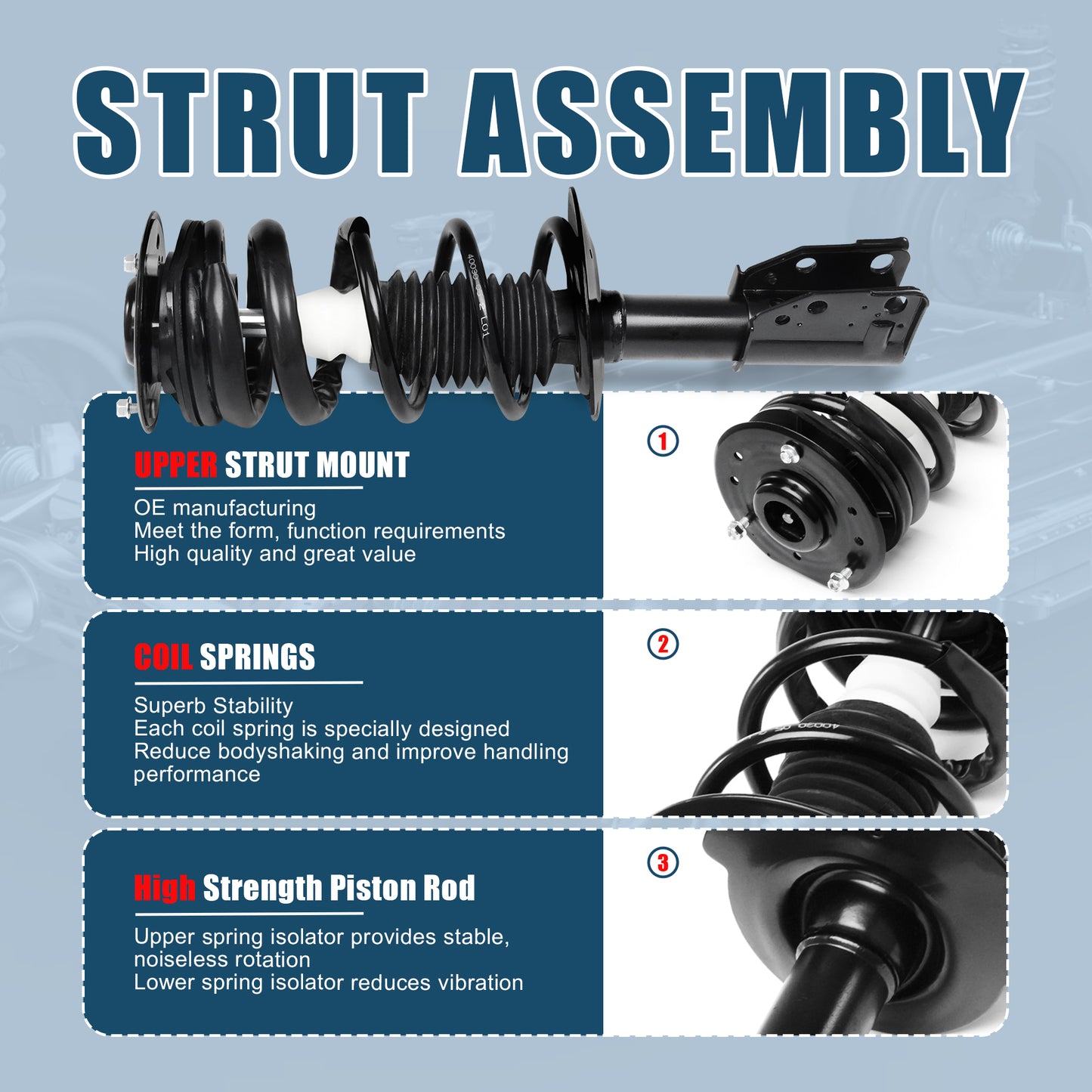 Vextone Front Strut Assembly Kit for 1999-2005 Chevrolet Cavalier – Noise Reduction & Comfort Upgrade – Replaces OEM 172174(Pair)