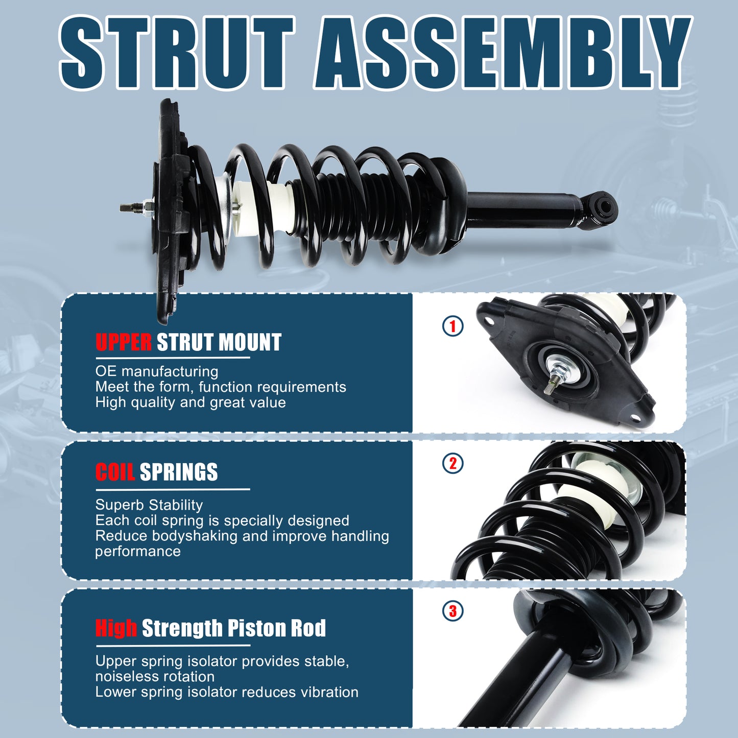 Vextone Rear Struts Shock Absorbers Coil Spring Assembly Fit for 2002-2006 Nissan Sentra SE-R/SE-R Spec V – Noise Reduction & Comfort Upgrade – Replaces OEM 171359 (Pair)