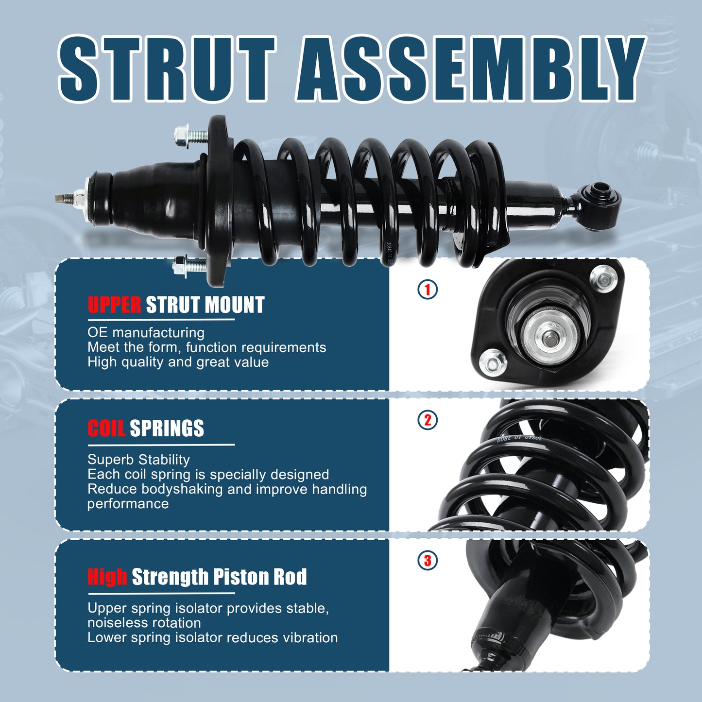 Vextone Rear Strut Assembly Kit for 2001 2002 Honda Civic Coupe/Sedan (No Si), 2003 2004 2005 Honda Civic (No Si) – Noise Reduction & Comfort Upgrade – Replaces OEM 171340L/R (Pair)