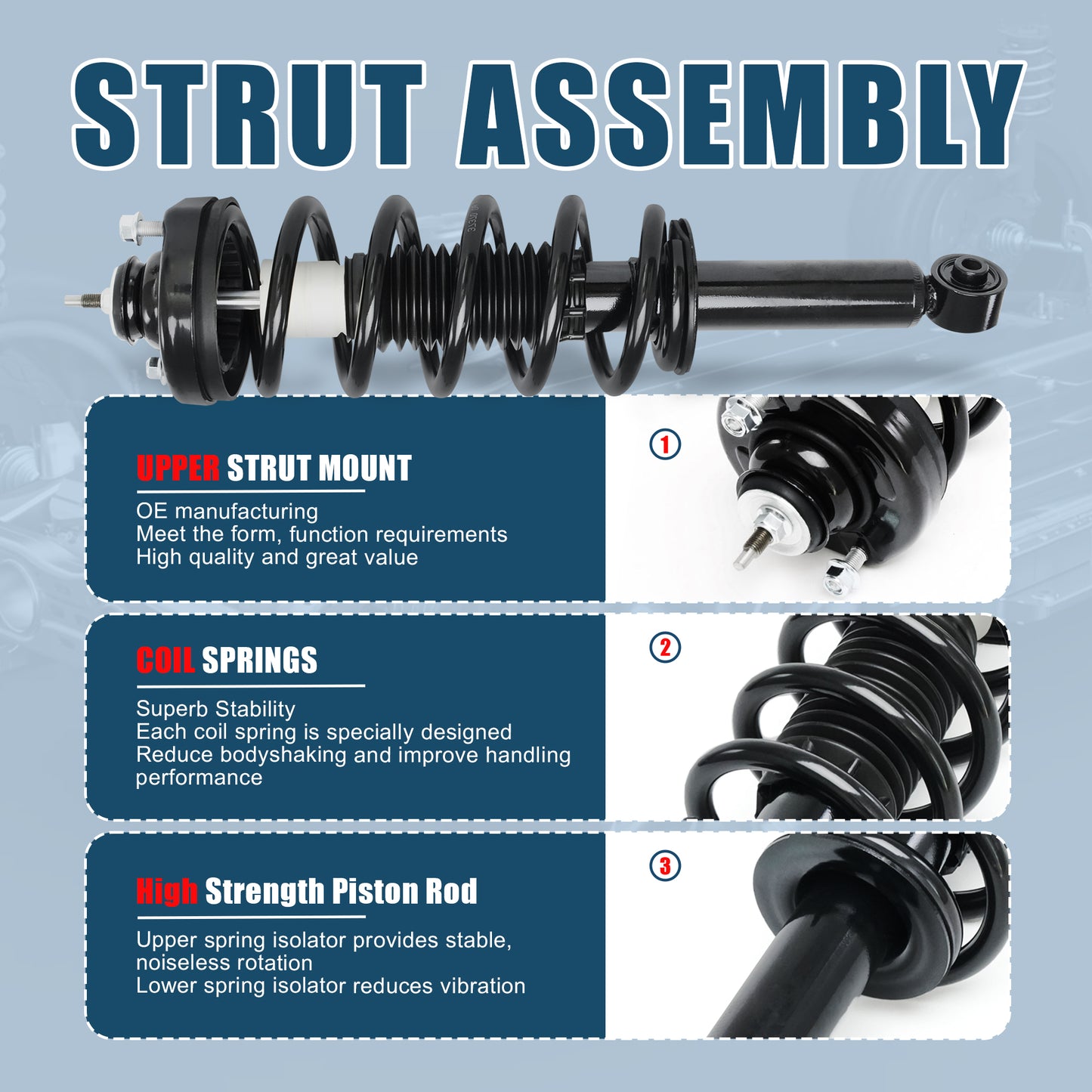 Vextone Rear Struts Shock Absorbers Coil Spring Assembly Fit for 2011-2019 for Dodge Journey – Noise Reduction & Comfort Upgrade – Replaces OEM 272896 (1PC)
