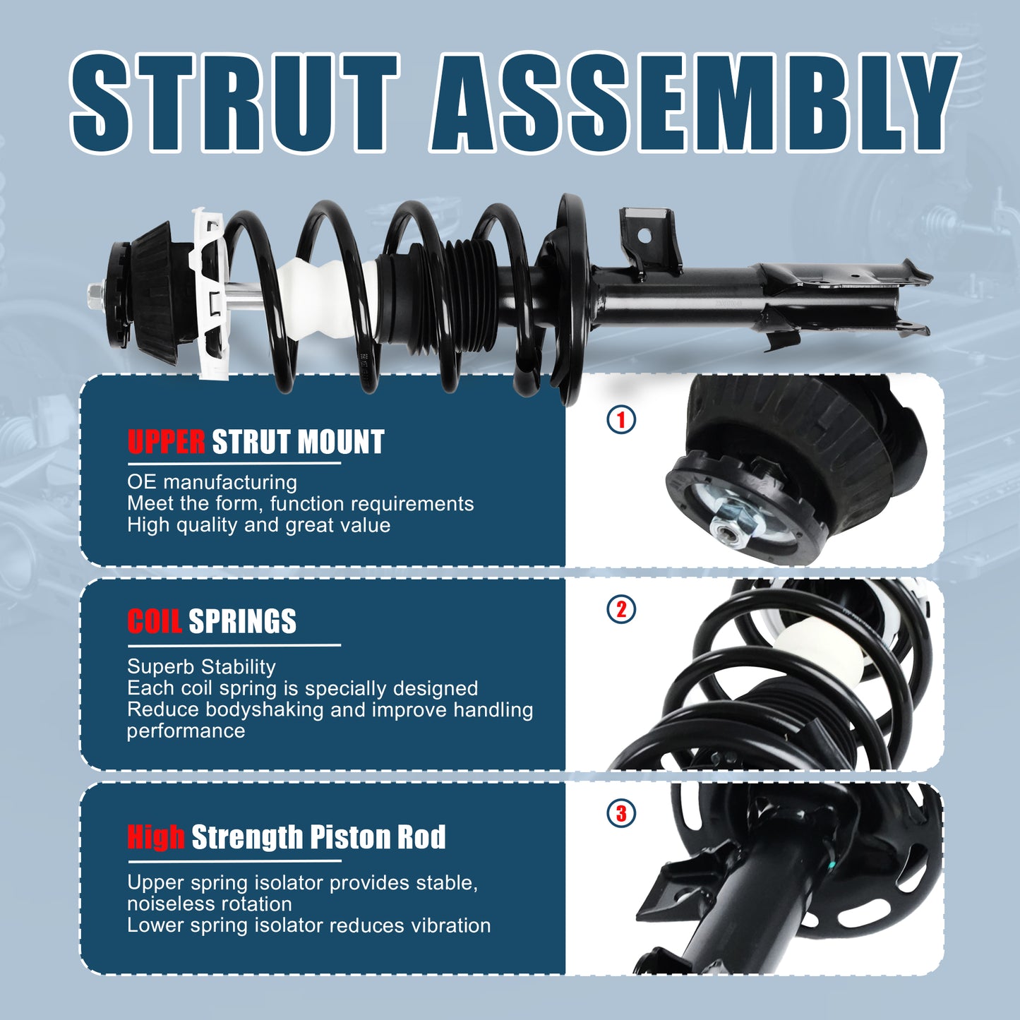 Vextone Front Strut Assembly Kit for 2006 2007 2008 Honda Fit – Noise Reduction & Comfort Upgrade – Replaces OEM 11411 11412 (Pair)