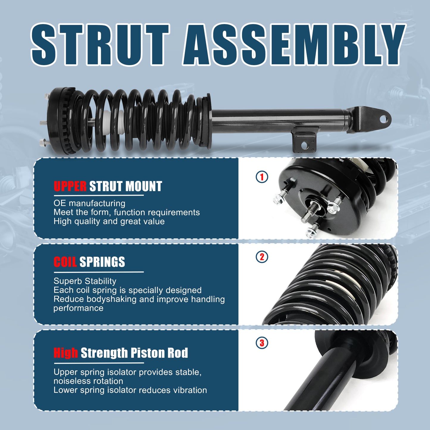 Vextone Front Strut Assembly Kit for 2006-2010 Dodge Charger RWD V6 2.7L/3.5L, 2005-2010 Chrysler 300 RWD 2.7L/3.5L – Noise Reduction & Comfort Upgrade – Replaces OEM 172248 (1PC)