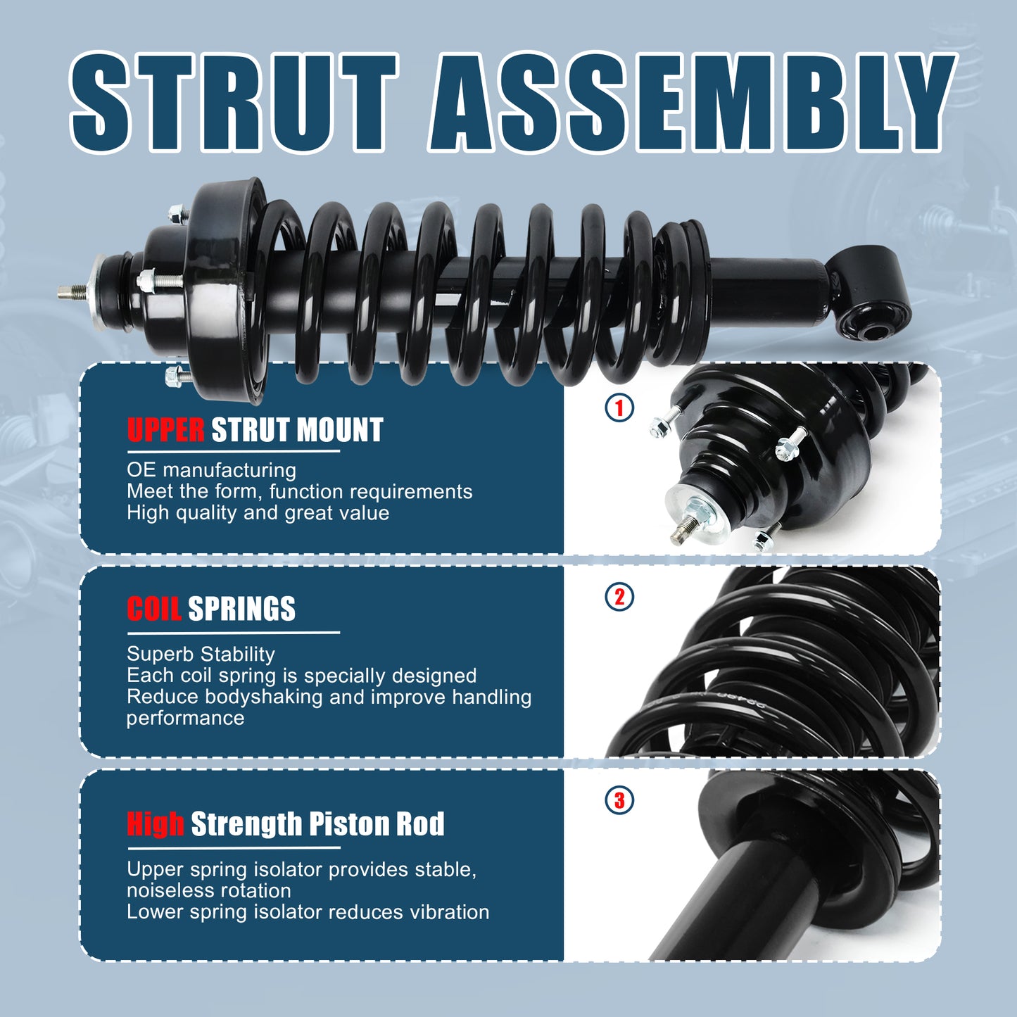 Vextone Rear Strut Assembly Kit for 2002 2003 2004 2005 Ford Explorer 4-Door Models, Mercury Mountaineer – Noise Reduction & Comfort Upgrade – Replaces OEM 171322 (1PC)