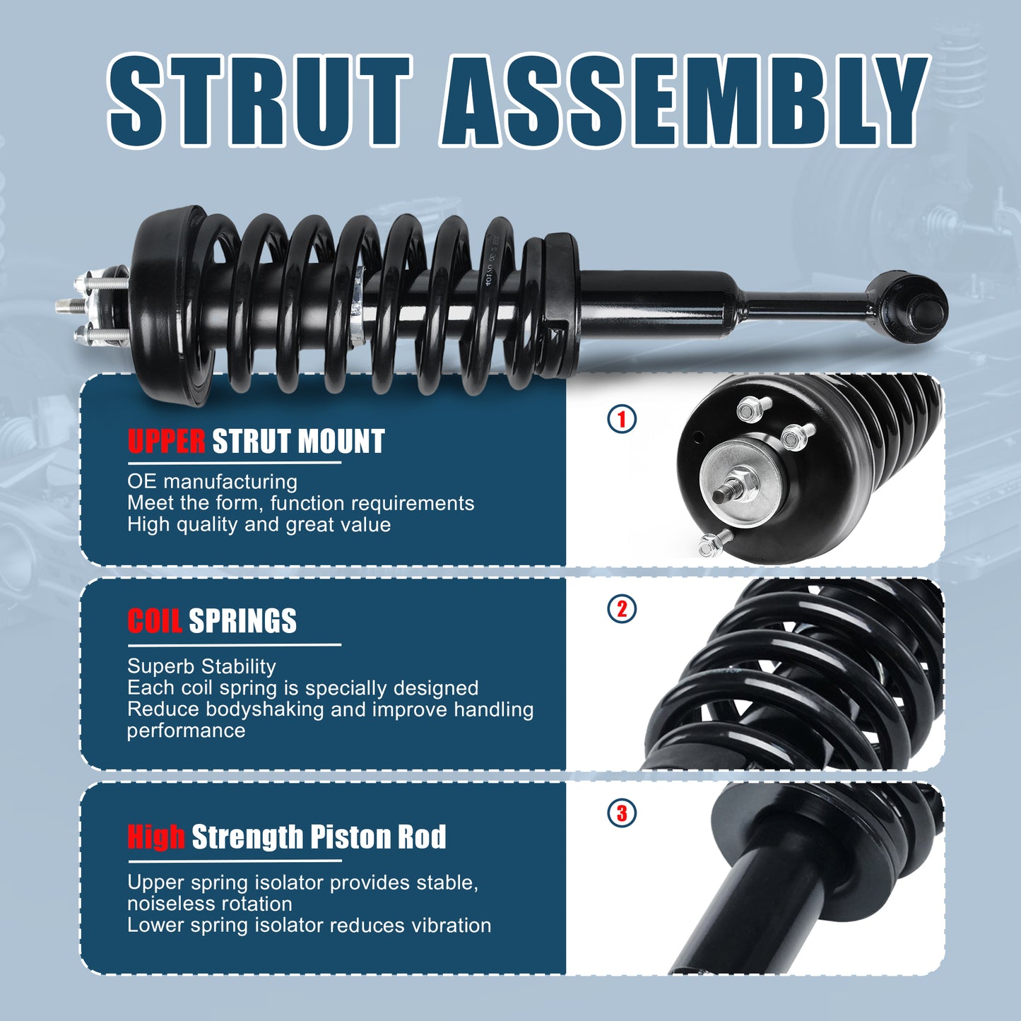 Vextone Front Struts Shock Absorbers Coil Spring Assembly Fit for 2002 2003 Ford Explorer, Mercury Mountaineer – Noise Reduction & Comfort Upgrade – Replaces OEM 171321 (Pair)