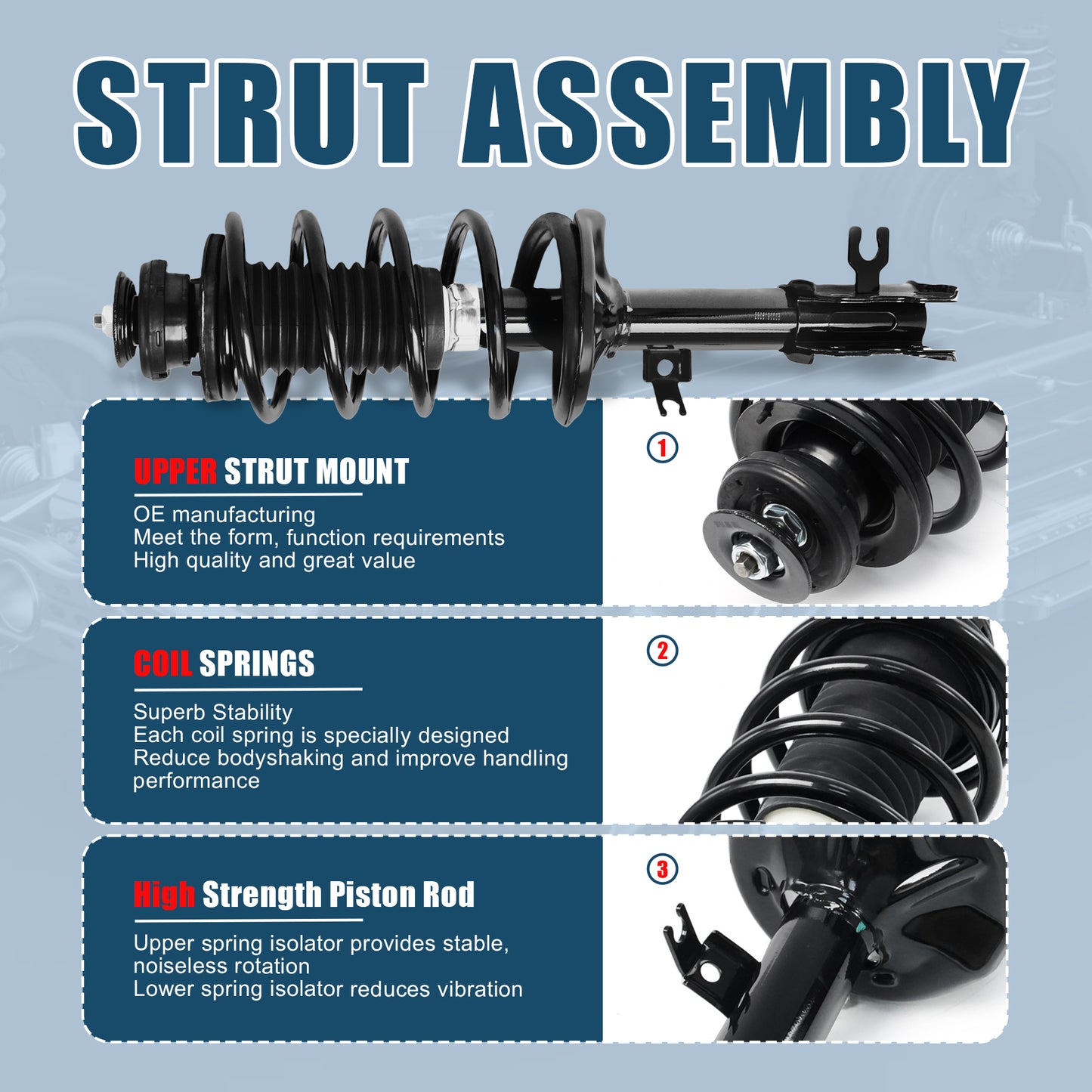 Vextone Front Strut Assembly Kit for Chevrolet Aveo 2004-2011, Aveo5 2006-2011 (No 2007 LT) – Noise Reduction & Comfort Upgrade – Replaces OEM 172295 172296 (Pair)