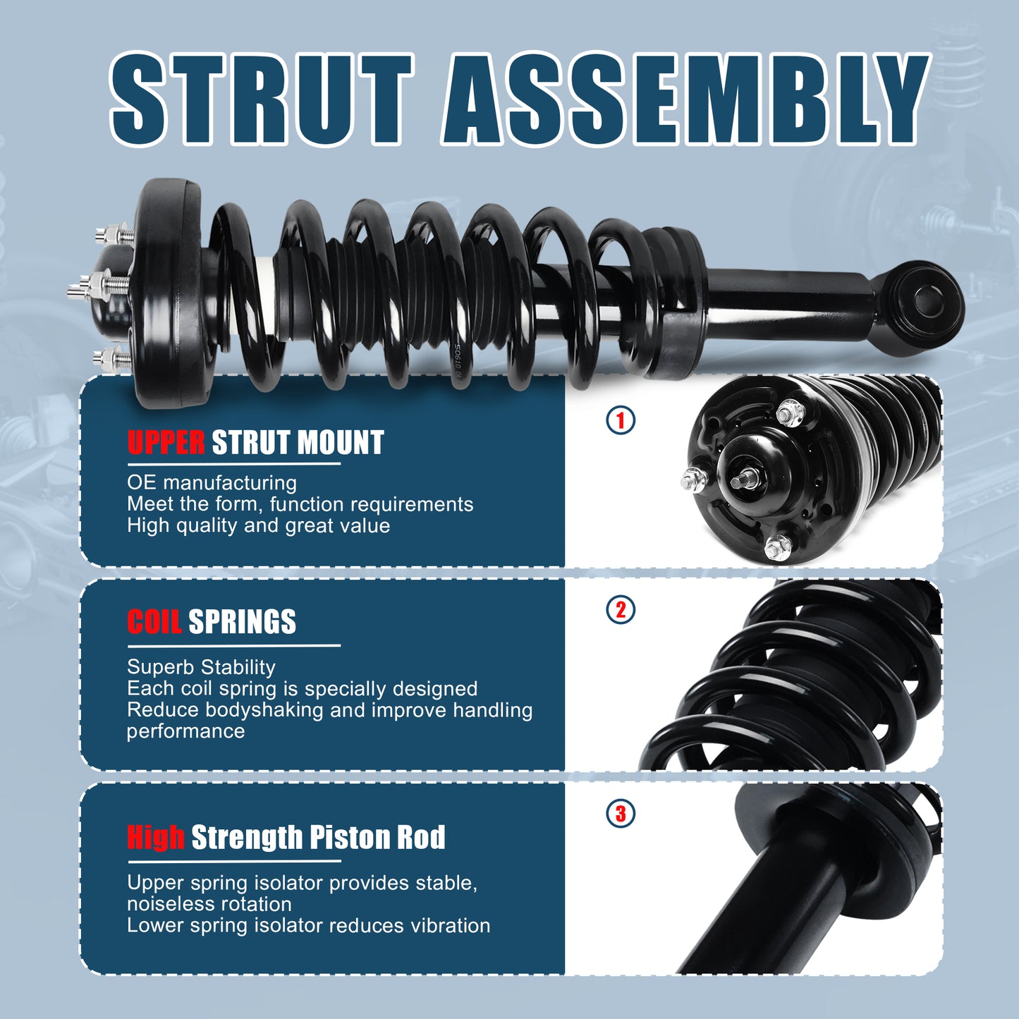Vextone Front Strut Assembly Kit for 2009 2010 2011 2012 2013 for Ford F-150 RWD – Noise Reduction & Comfort Upgrade – Replaces OEM 171140 (Pair)