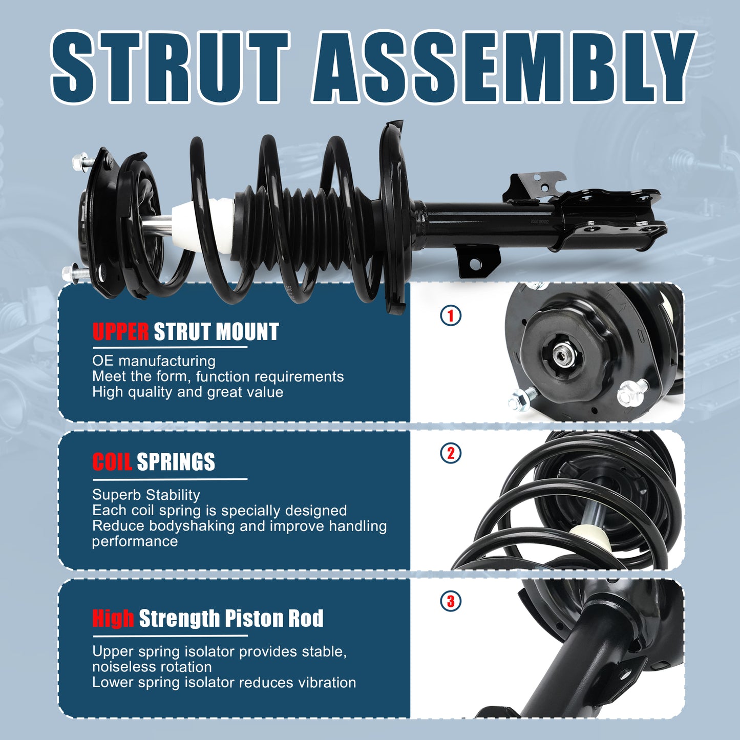 Vextone Front Strut Assembly Kit for 2004 2005 2006 Toyota Camry, Toyota Solara, Lexus ES300 – Noise Reduction & Comfort Upgrade – Replaces OEM 172206 172205 (Pair)