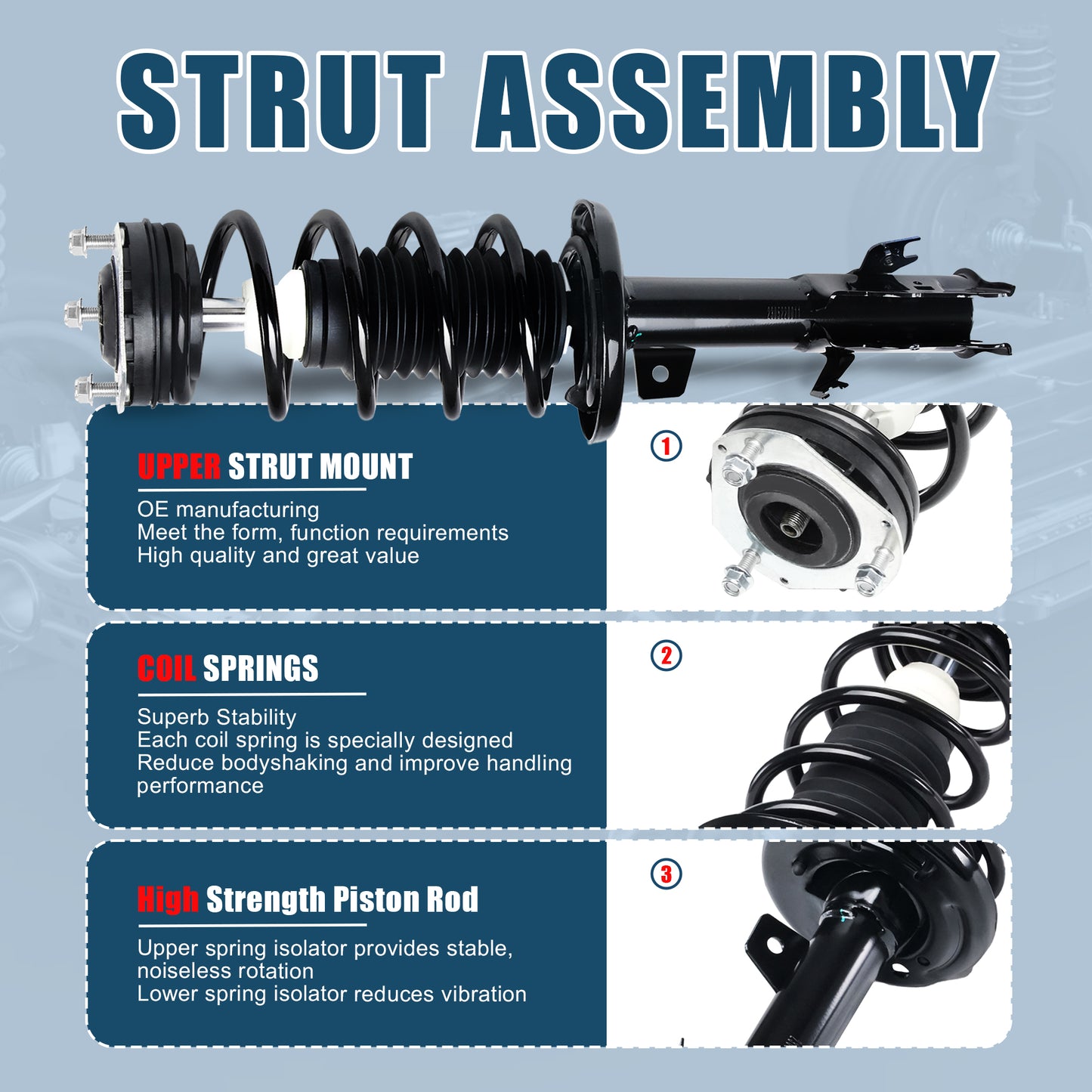 Vextone Front Strut Assembly Kit for 2011 2012 2013 Ford Fiesta – Noise Reduction & Comfort Upgrade – Replaces OEM 172525 172524 (Pair)