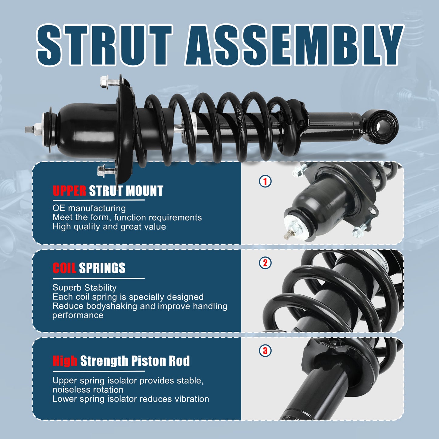 Vextone Rear Strut Assembly Kit for 2009-2013 Toyota Corolla 1.8L, 2009-2010 Corolla 2.4L – Noise Reduction & Comfort Upgrade – Replaces OEM 172599L 172599R (Pair)