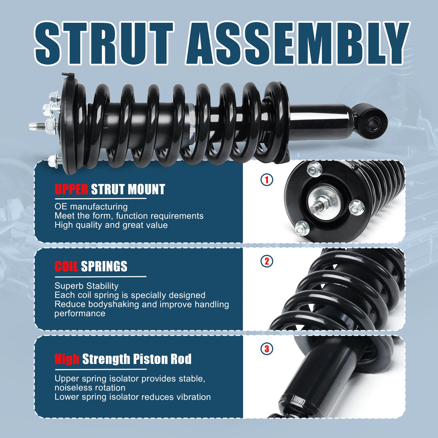 Vextone Front Struts Shock Absorbers Coil Spring Assembly Fit for Nissan Pathfinder 2005-2012 (2007 No S), Xterra 2005-2015 – Noise Reduction & Comfort Upgrade – Replaces OEM 171103 (Pair)