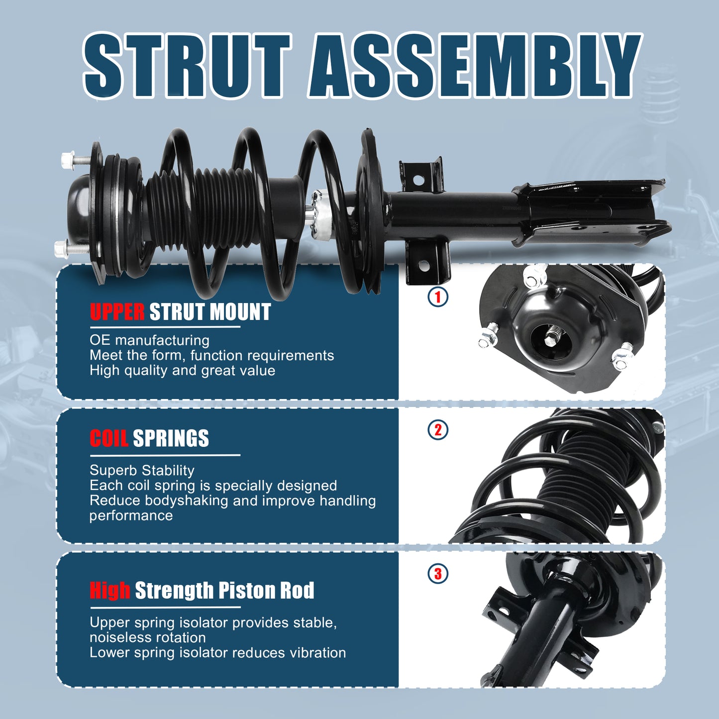 Vextone Front Strut Assembly Kit for 2008-2012 Buick Enclave, 2009-2012 Chevrolet Chevy Traverse   – Noise Reduction & Comfort Upgrade – Replaces OEM 172518 (Pair)