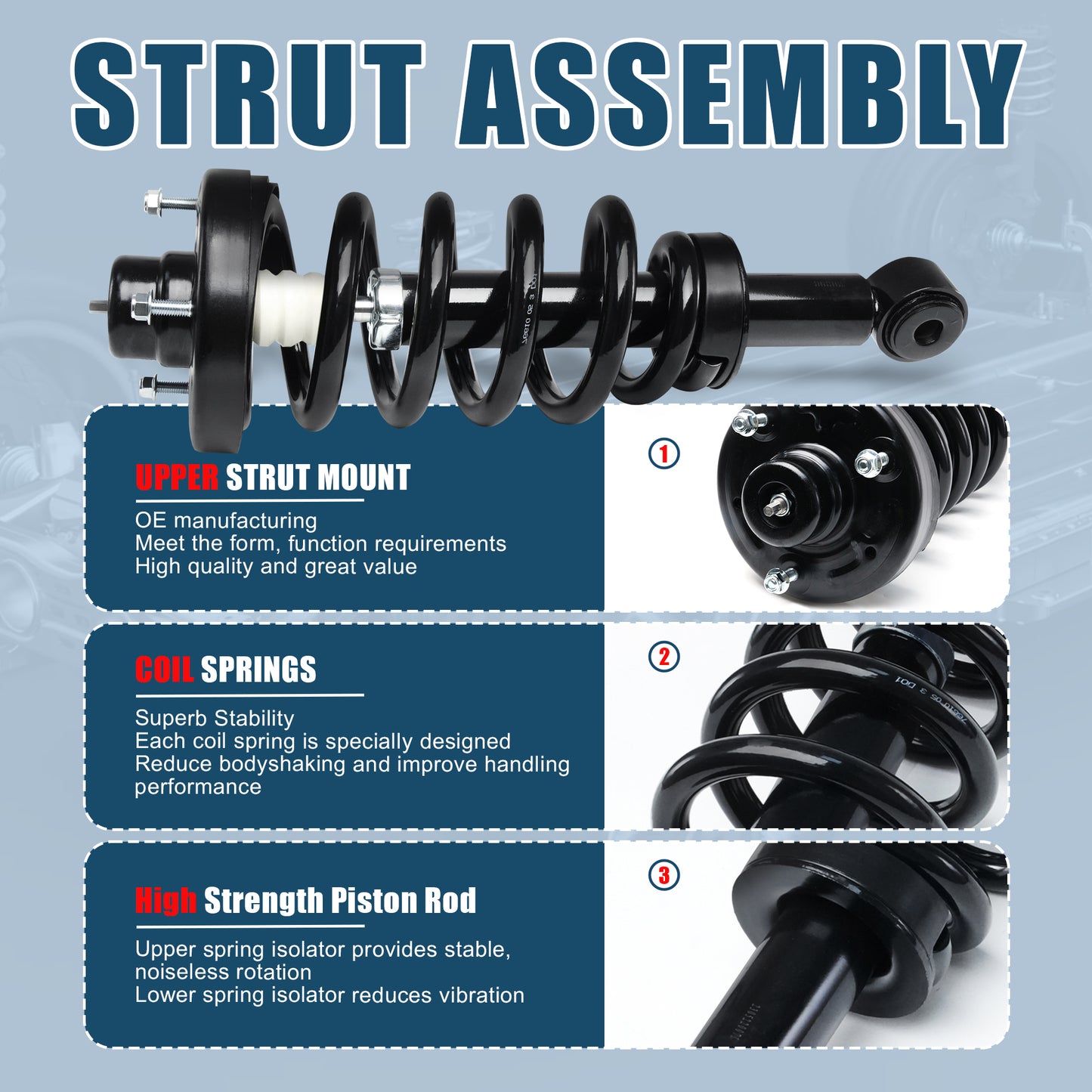 Vextone Rear Struts Shock Absorbers Coil Spring Assembly Fit for 2007 2008 2009 2010 2011 2012 2013 Ford Expedition (NO Eddie/EL Models), Lincoln Navigator – Noise Reduction & Comfort Upgrade – Replaces OEM 271139 (Pair)