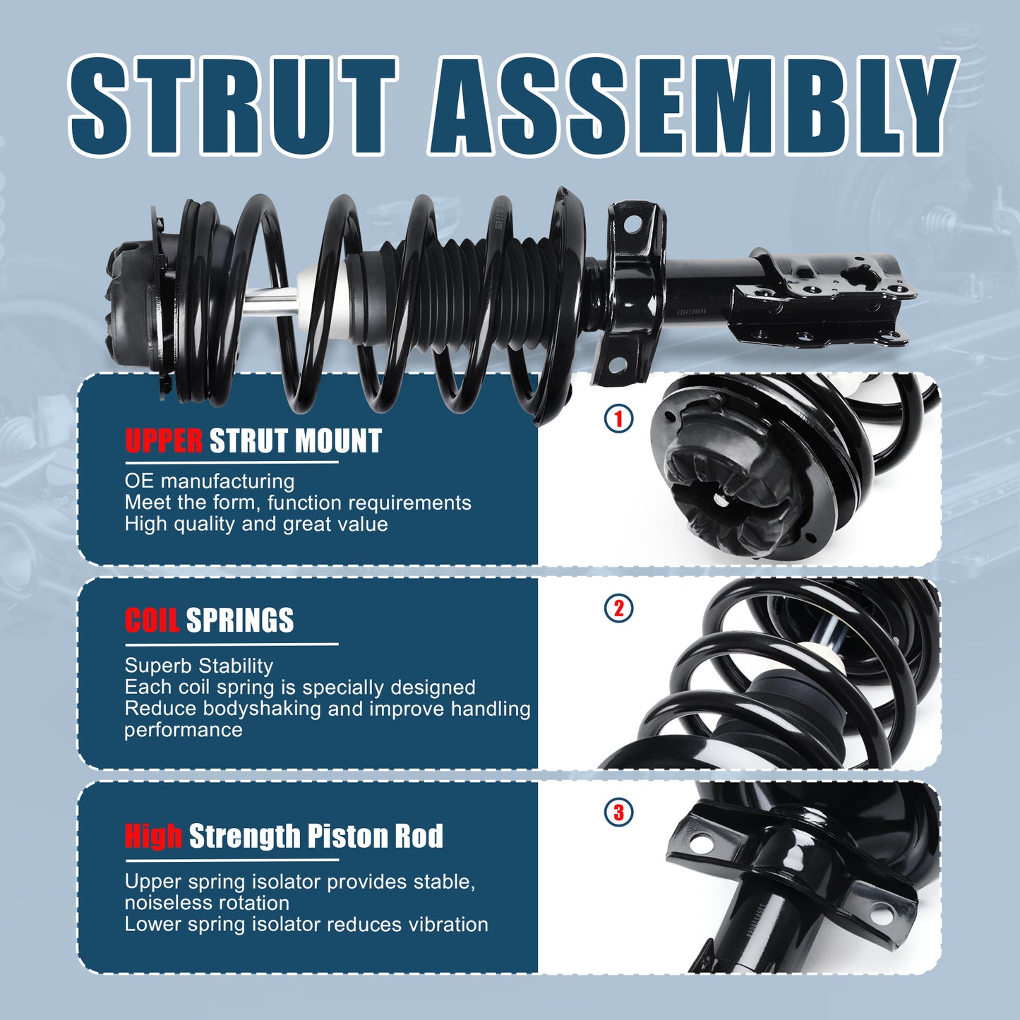 Vextone Front Strut Assembly Kit for 2003 2004 2005 2006 2007 Saturn Ion 2.2L 2.4L – Noise Reduction & Comfort Upgrade – Replaces OEM 172203 (Pair)