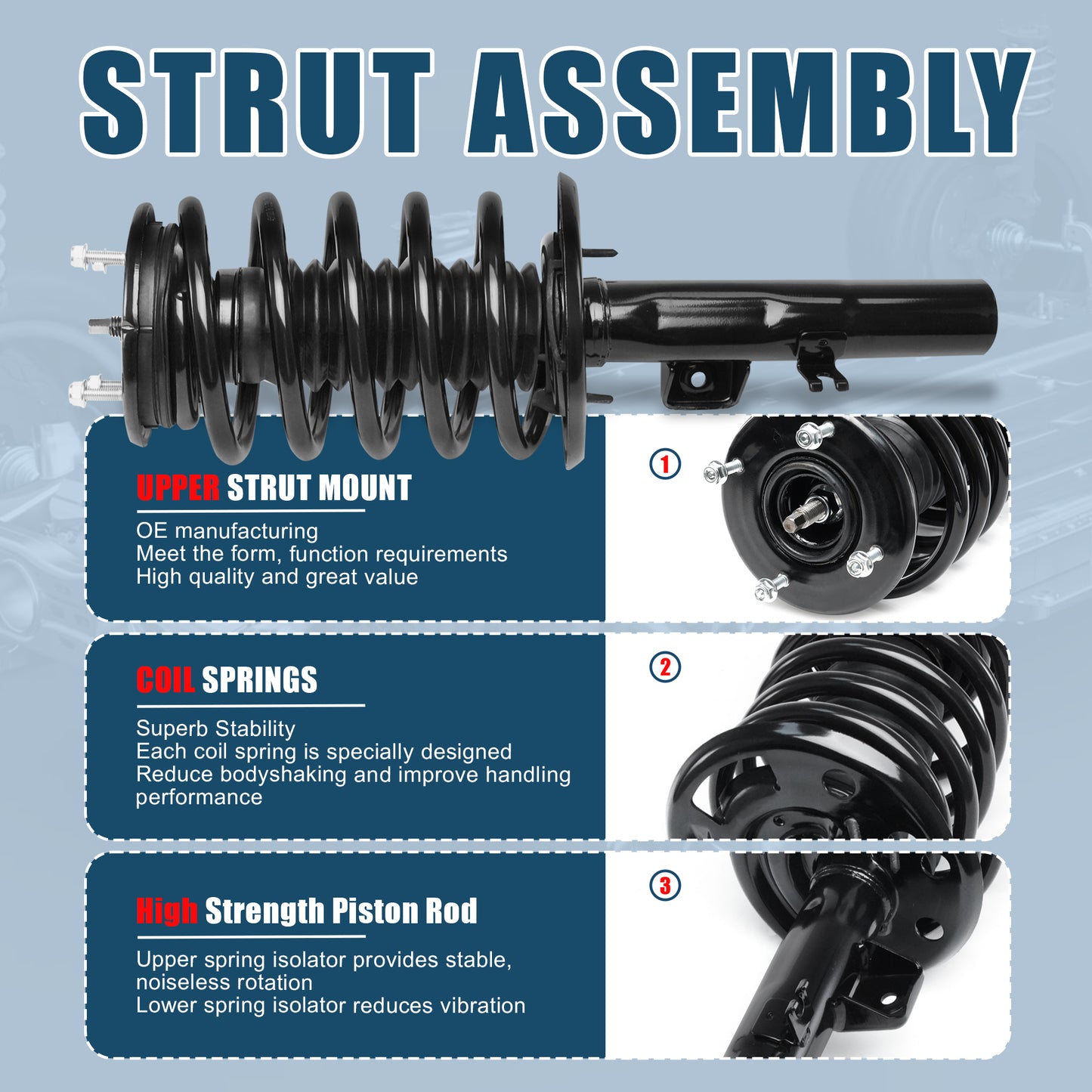 Vextone Front Strut Assembly Kit for 2008 2009 Ford Taurus FWD, Mercury Sable FWD – Noise Reduction & Comfort Upgrade – Replaces OEM 172530 172531 (Pair)